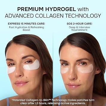 Collagen Eye Patches for Puffy Eyes - Retinol, Hyaluronic Acid, 15 Pairs