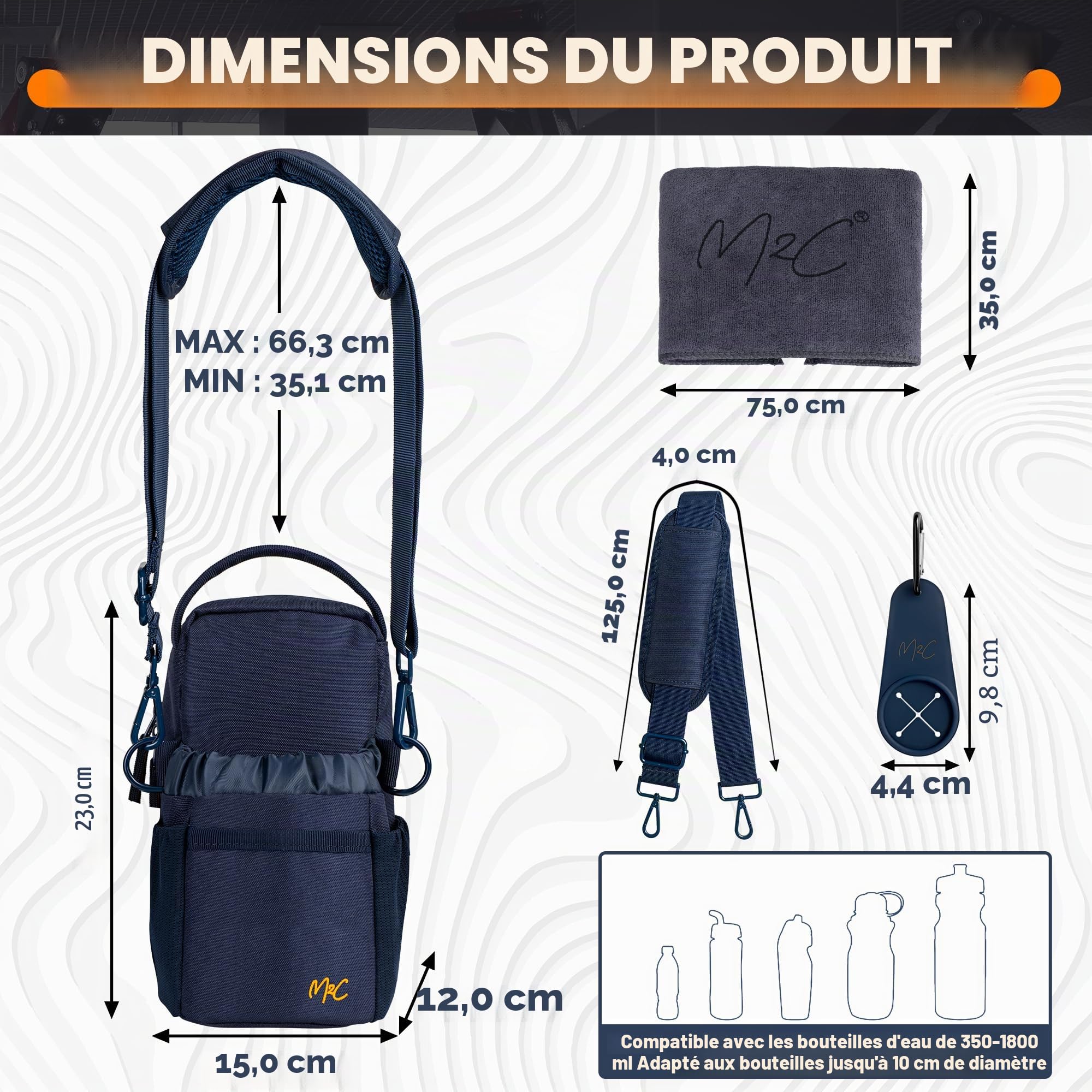 M2C® Sac Magnétique Salle De Sport avec Aimants Puissants | Avec Support Bouteille, Support Téléphone, Clip Porte-Clés, Grande Poche Principale, Serviette De Sport Et Porte-Serviette