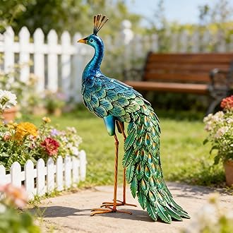 chisheen Outdoor Solar Peacock Statue Garden Decor Metal Yard Art for Lawn Backyard Party Wedding Christmas Decoration Gifts for Women Mom