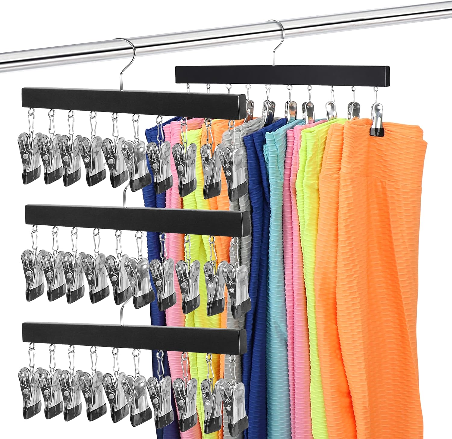 Legging Organizer for Closet, ORROENS Wooden Hangers with
