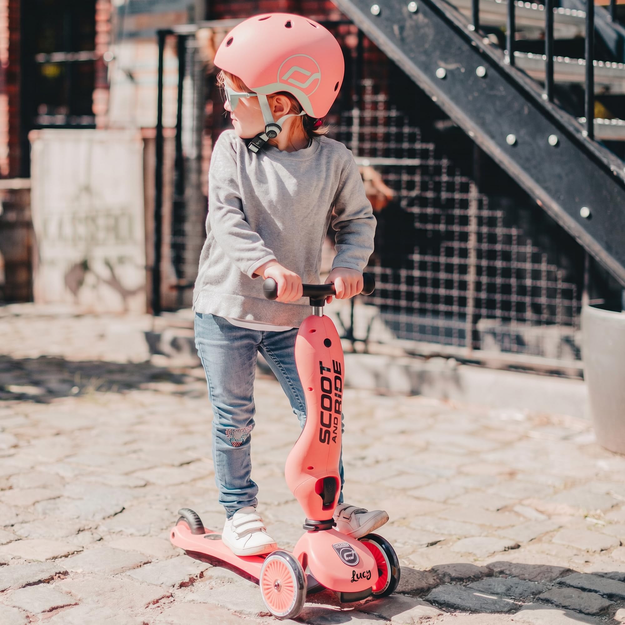 Scoot and Ride – Highwaykick 1 Pêche – 2-en-1 avec siège & réglable en Hauteur – pour Enfants de 1 à 5 Ans – personnalisé avec Le prénom