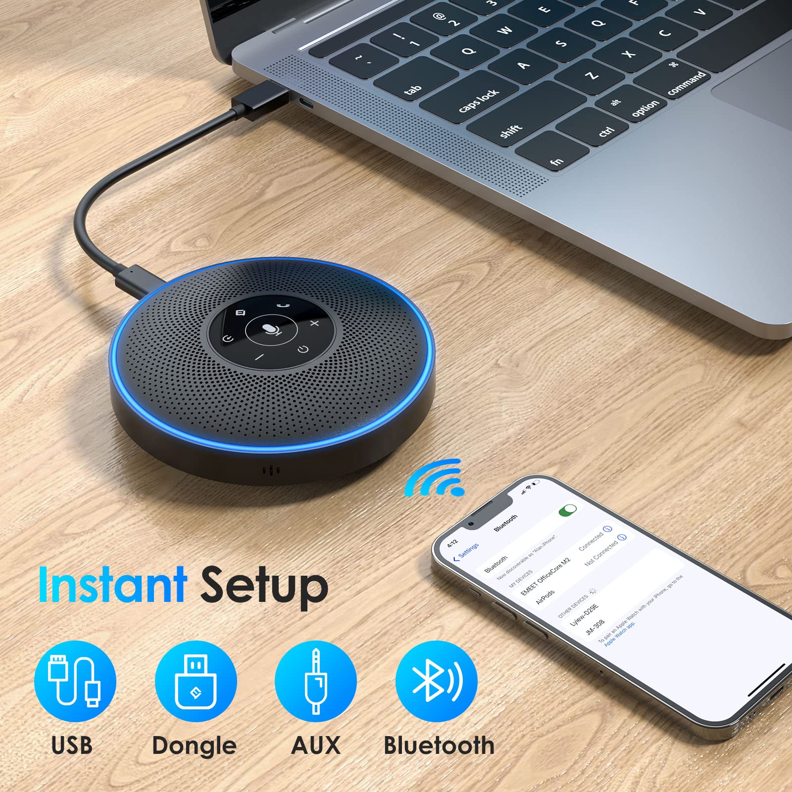 EMEET M220 Bluetooth Speaker - Daisy Chain & 16 Attendees -7