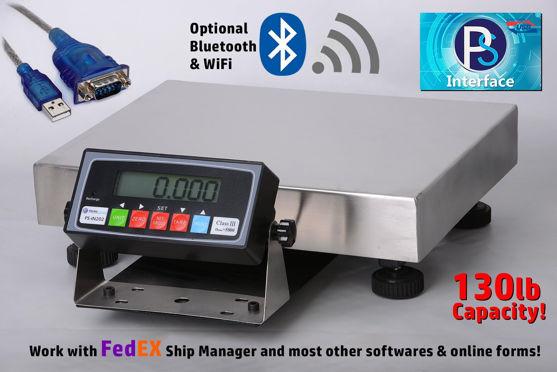 Prime 130x0.005lb Bench Scale | Shipping Scale | Postal Scale Smart Ready Working with Most Shipping Mailing Softwares