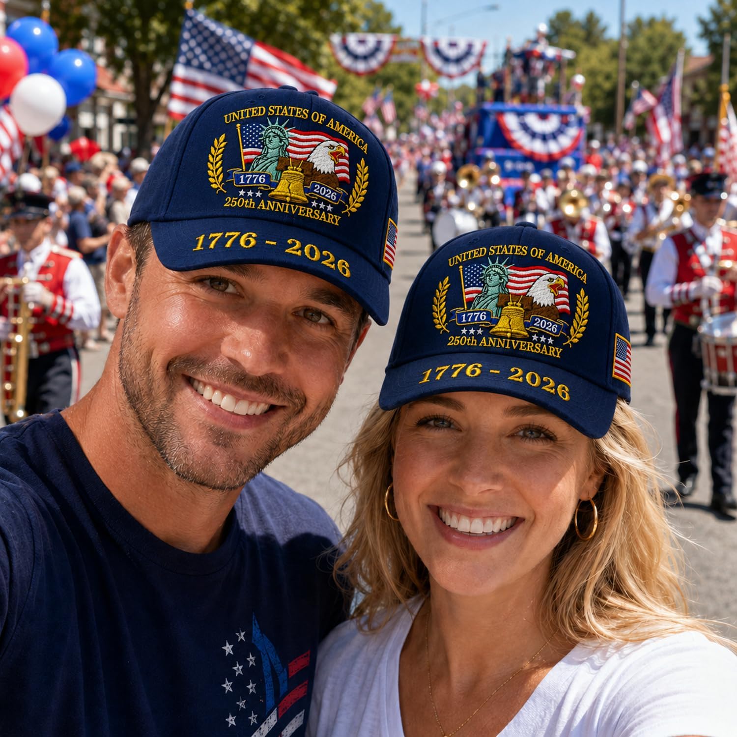 250th Anniversary Baseball Cap, Patriotic Bald Eagle Embroidered Hat, Adjustable Commemorative Hat for Men Women