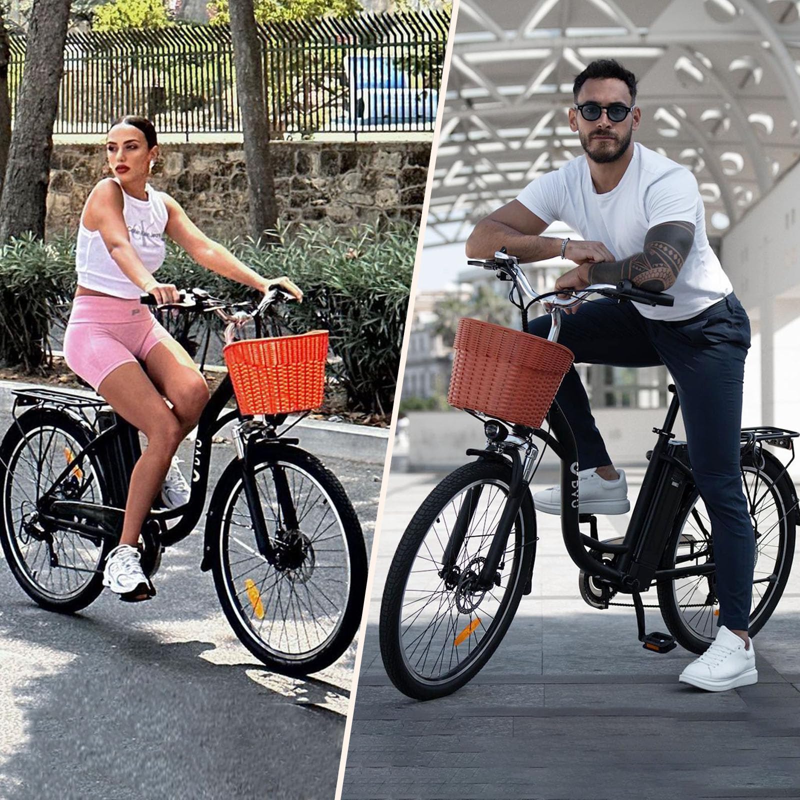 DYU Vélo Électrique,26 Pouces Vélo Électrique avec Dérailleur 6 Vitesses,36V 12,5Ah Batterie Amovible,Smart Urban E-Bike avec Panier,Pédalage Assisté,Hauteur Réglable,Adulte Unisexe