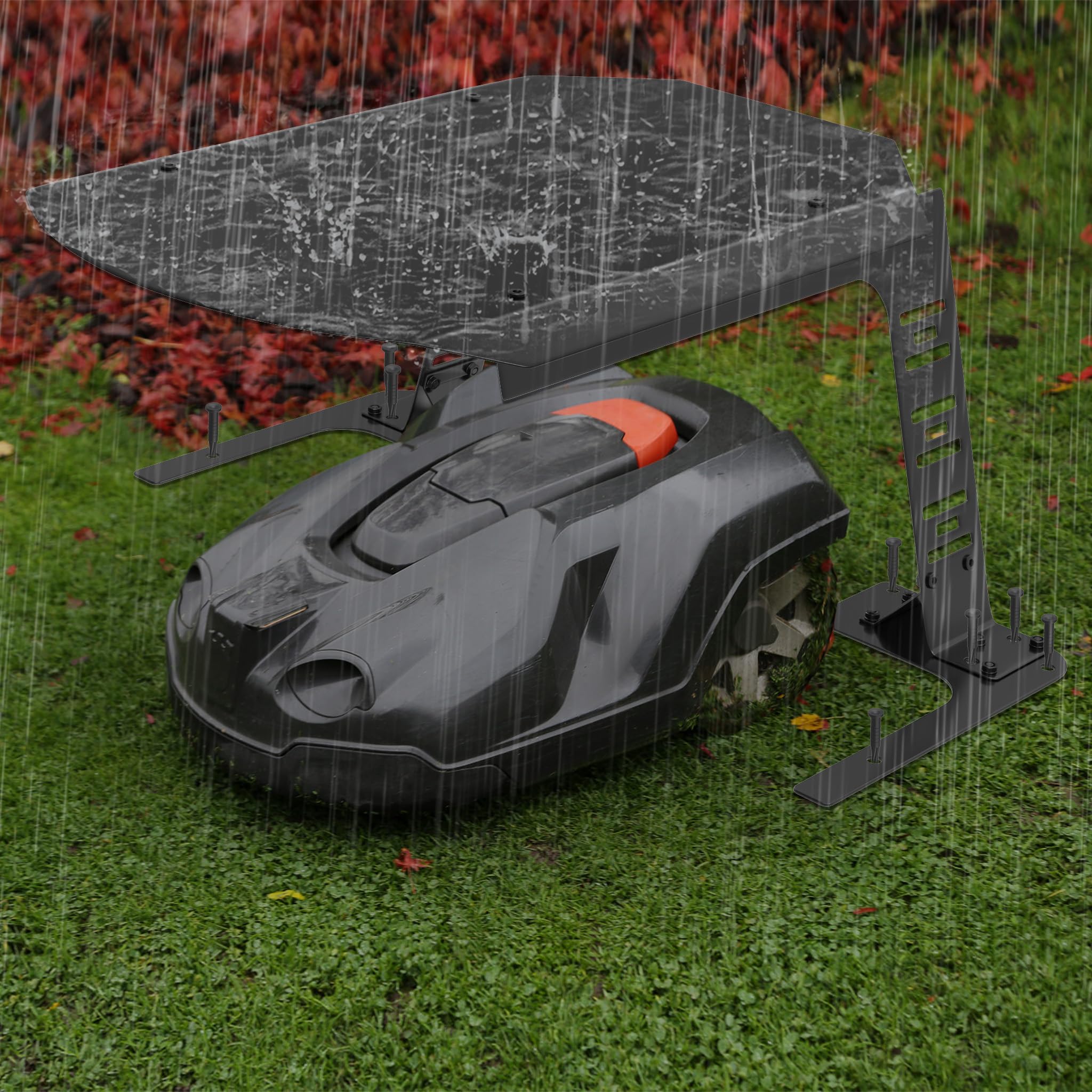 LZQ - Tettoia stabile per robot tagliaerba in ferro - Tetto robusto per robot tagliaerba e Landroid - Resistente alle intemperie, protezione UV, 77x94x36 cm