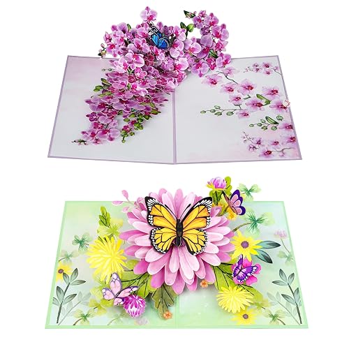Set of 2 Pop Up Mothers Day Cards (Orchid &