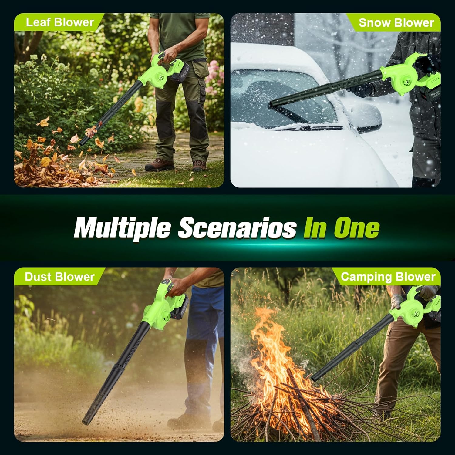 Brushless Electric Cordless Leaf Blower with Battery and Charger, 3 Speed Mode, Lightweight Cordless Blower for Blowing Leaves, Patio Cleaning, Blowers for Lawn Care and Dust