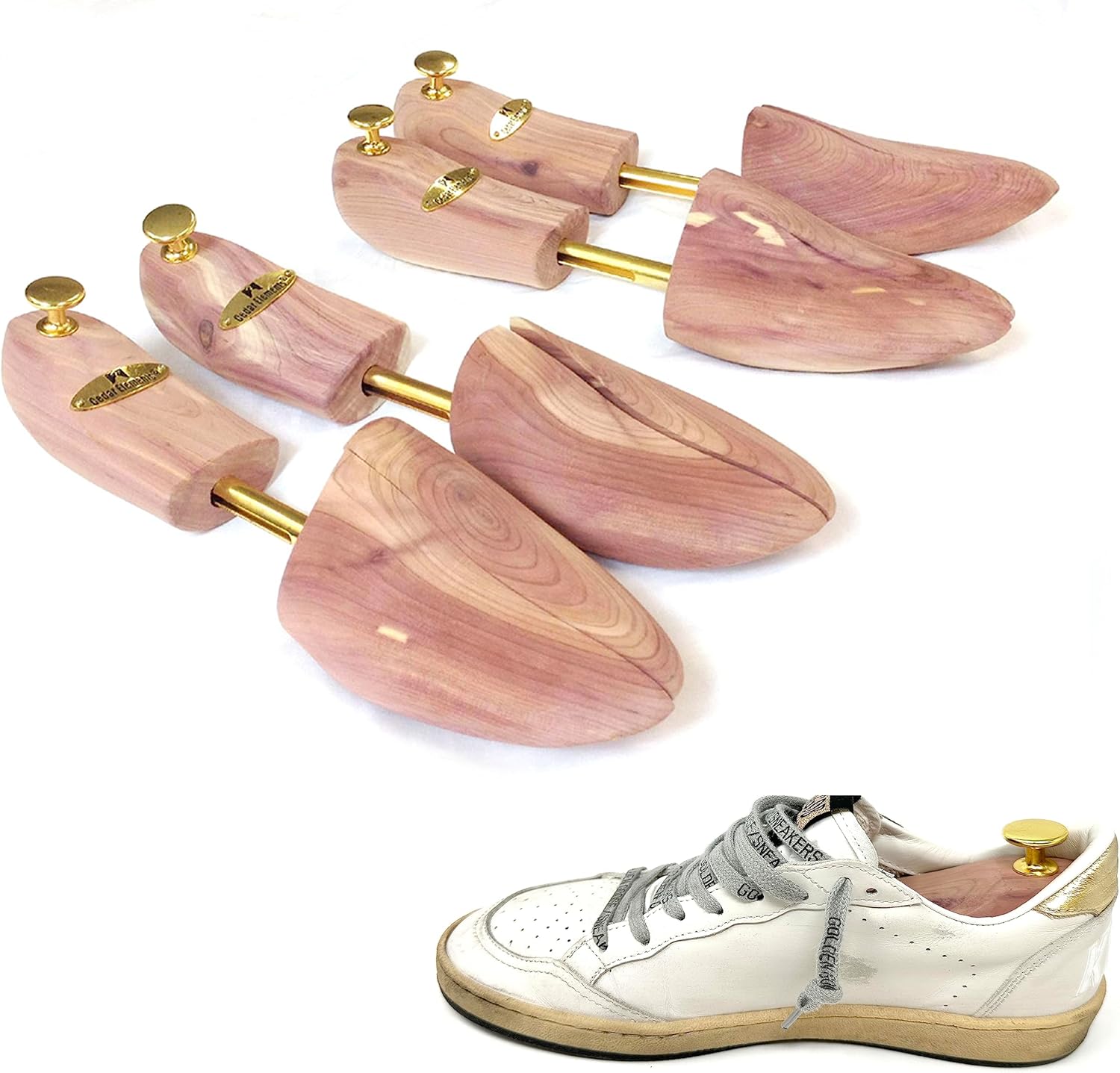 Cedar Elements Women’s Cedar Sneaker & Loafer Shoe Trees, Low Top Sport Shoe Shaper, Stretcher 2PK