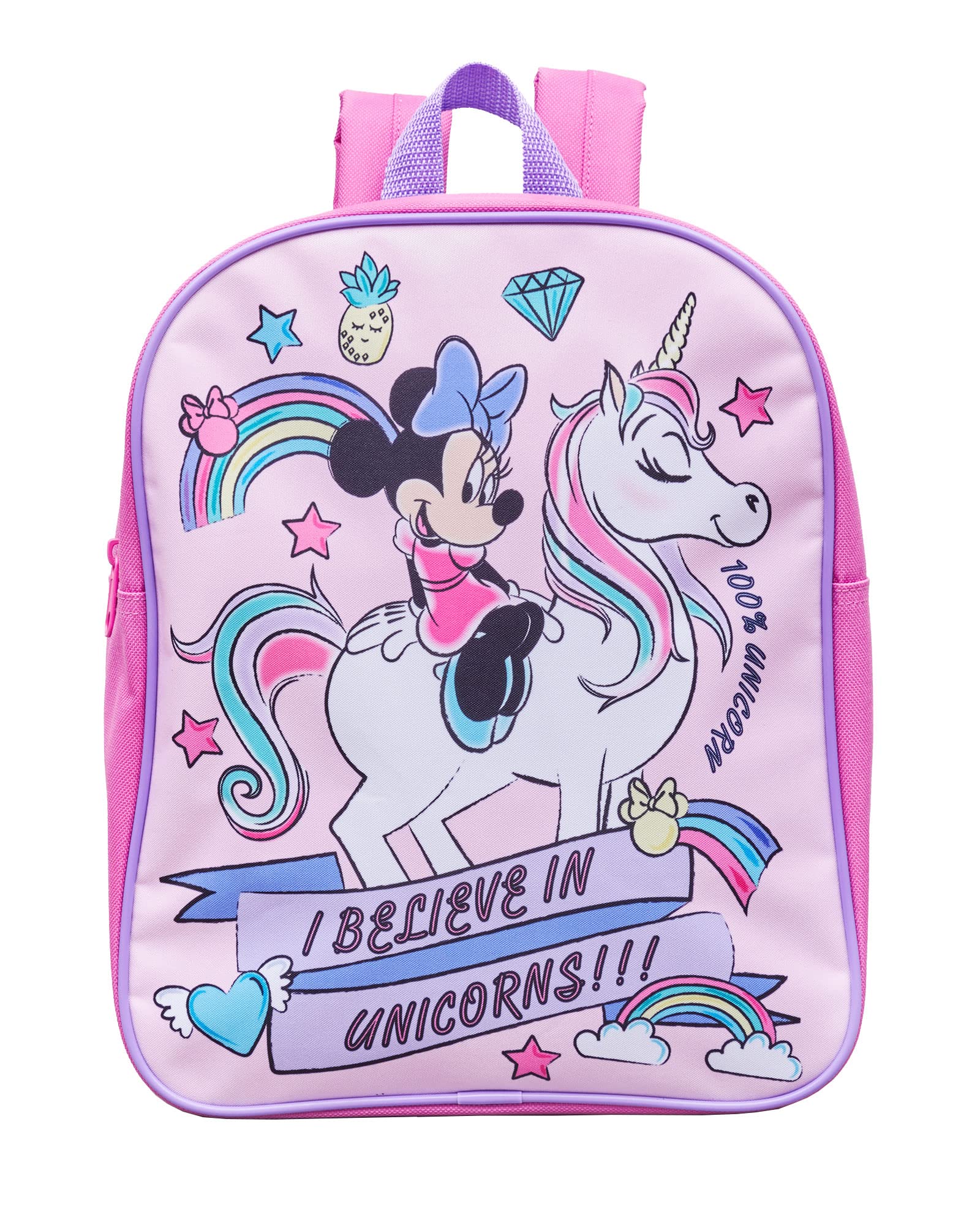 Girls Disney Minnie Mouse I Believe in Unicorns Pink Kids Backpack