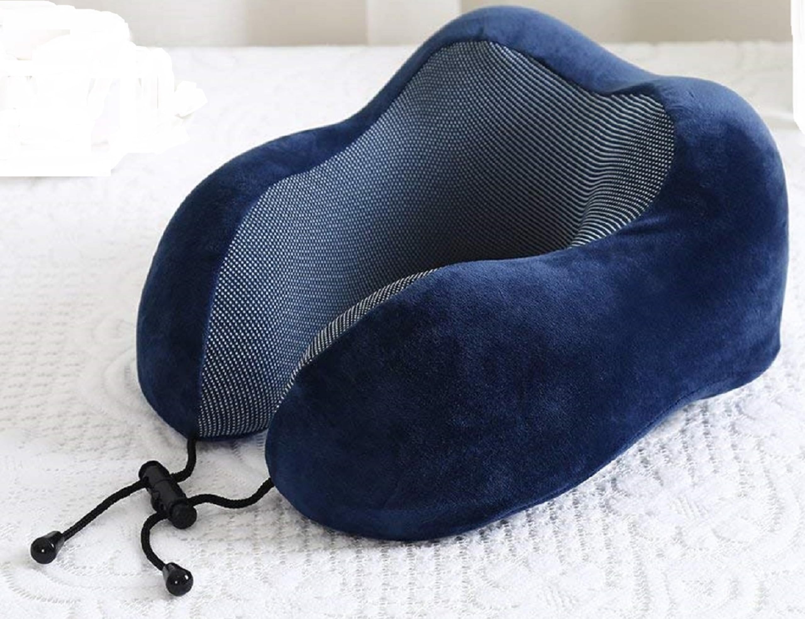 SHOPOPOYE Travel Neck Pillow for Men- Travel Pillow for Flights - Memory Foam Neck Pillow-Flight Pillow for Sleeping for Women,car,Train,Rest,Travelling Accessories,Eye mask-(Blue)