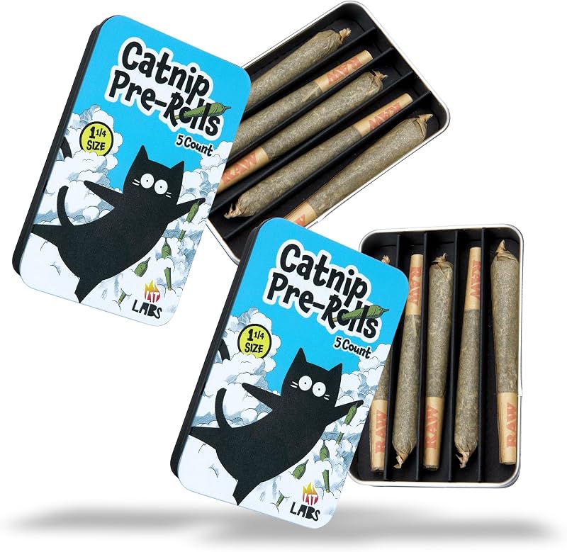 Brinquedo para Gatos com Catnip Orgânico LIT LABS, 10 Unidades e Lata Reutilizável