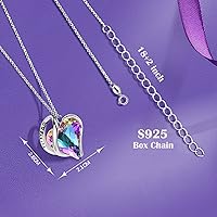 Vista 3 de Caja de rosa real preservada con collar de cristal austriaco, rosa eterna con dije de plata de ley 925 con piedras preciosas de corazón, joyería