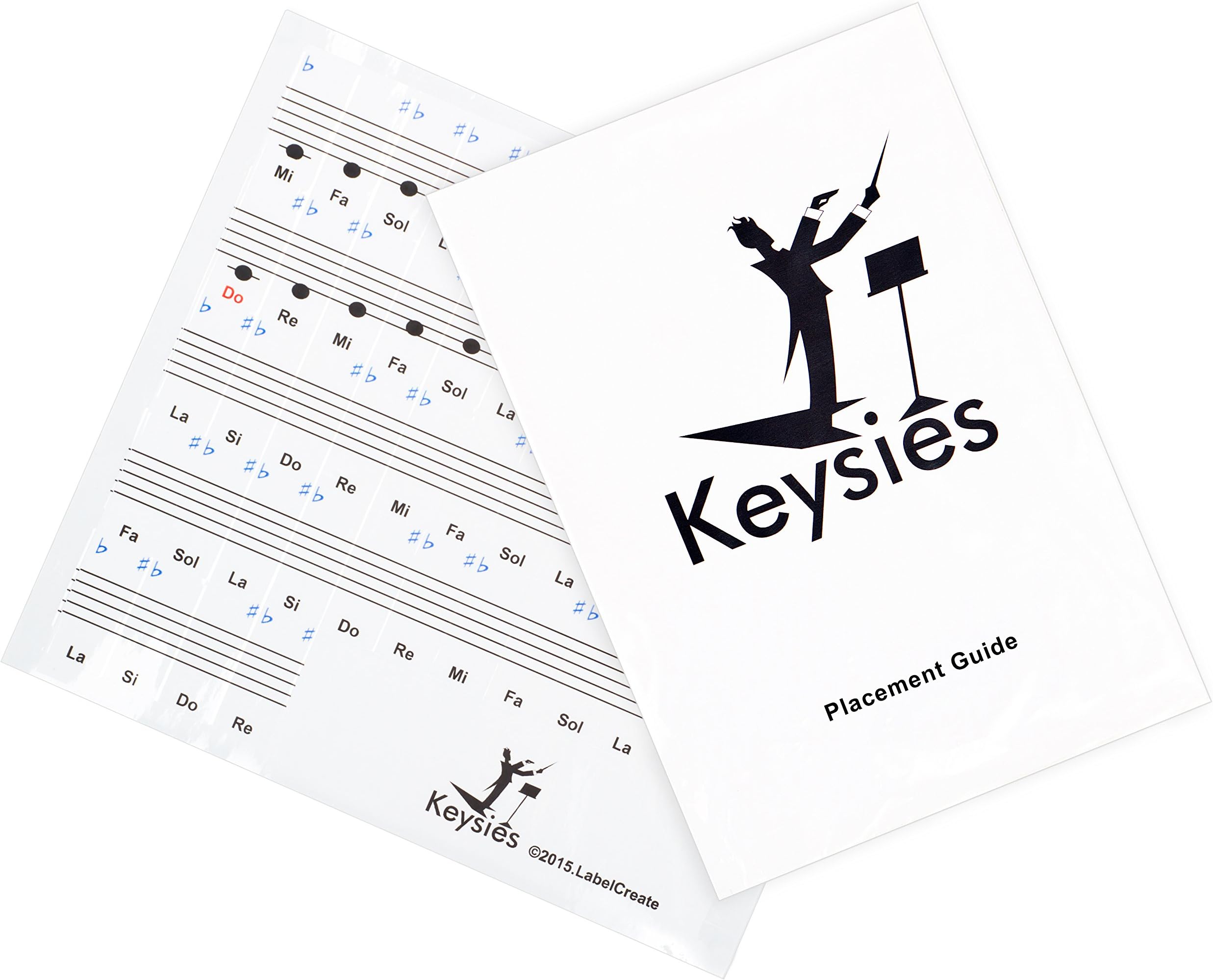 Do Re Mi (Solfege) Transparent Plastic Removable Piano and Keyboard Note Stickers - Plus Handy Placement Guide.