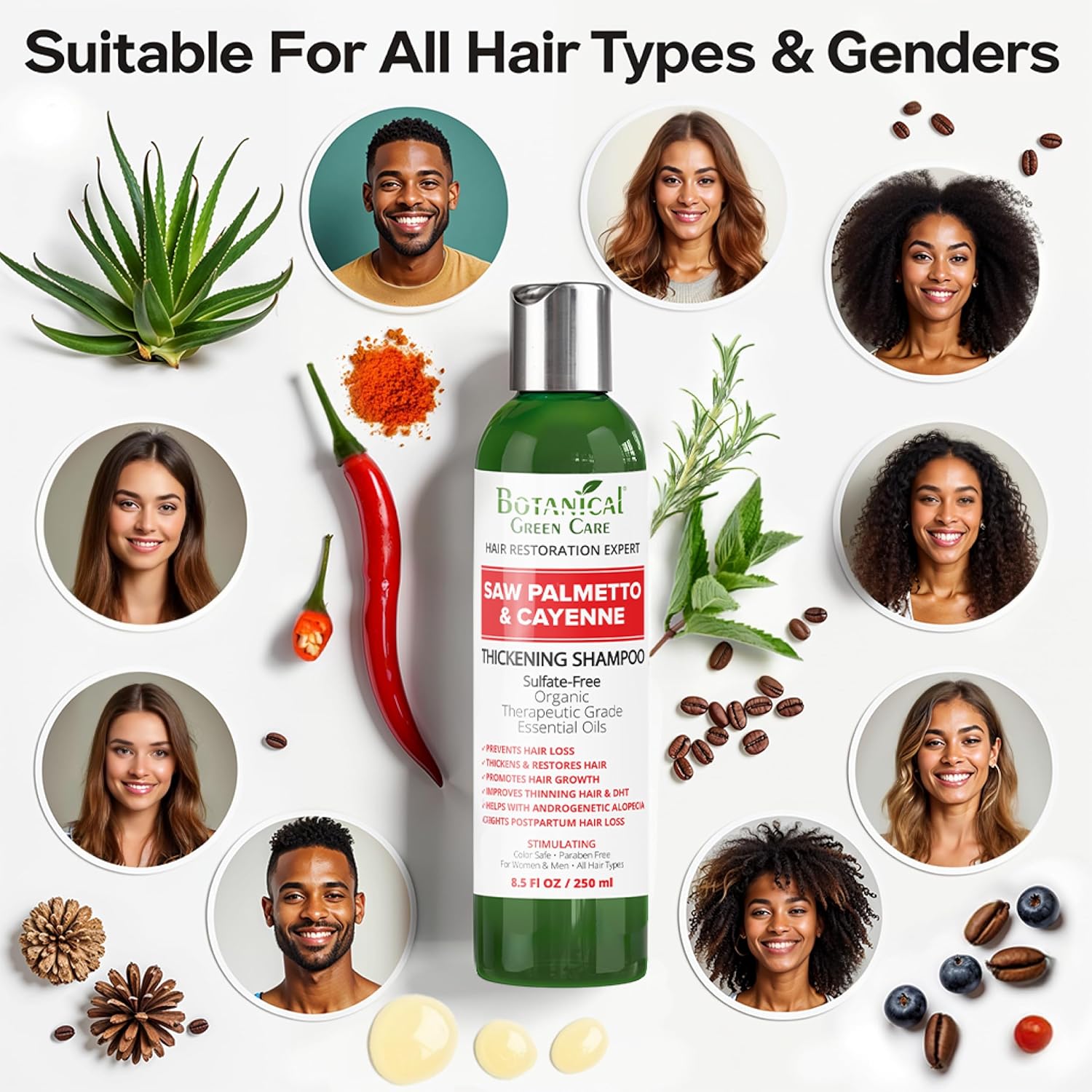 Saw Palmetto & Cayenne Shampoo, Thickening shampoo for thinning hair, sulfate free. Made in USA - Image 6