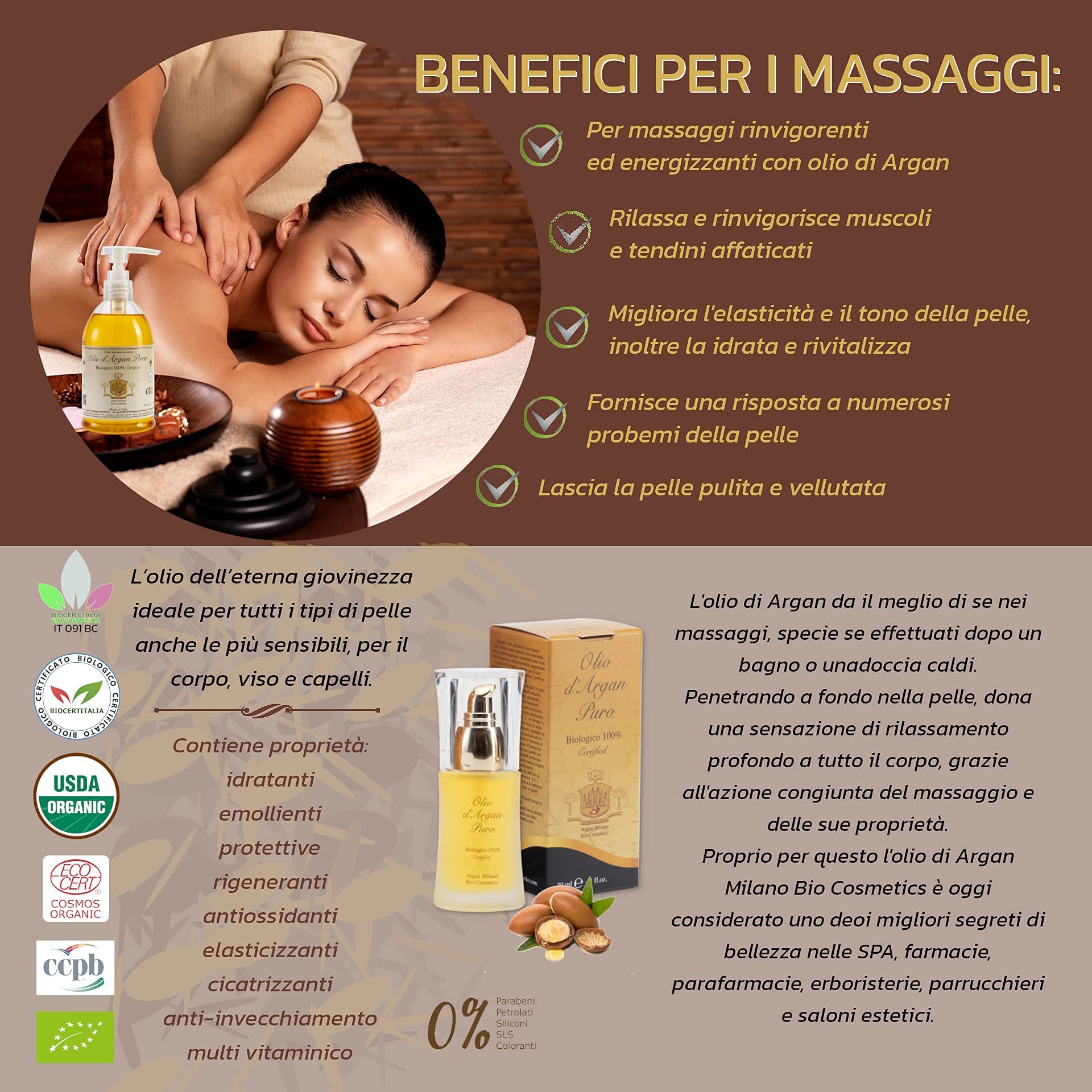 Olio di Argan Puro 100% Biologico Certificato - Idratante Naturale Anti-invecchiamento per la pelle, viso, corpo e capelli Ricco di Proprietà nutrienti, rigeneranti e ristrutturanti (500 ml)