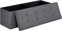 SONGMICS MAZIE 43" Folding Storage Ottoman Bench - 660lb Capacity, 131L Storage Chest, Footrest for Bedroom & Living Room, Dark Gray