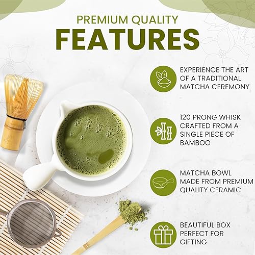 Miniatura 2 de HAPPY PATH & CO Juego de batidor de matcha, juego de 6 piezas de té Matcha incluye batidor de bambú (Chasen) con soporte, cuenco con boquilla,