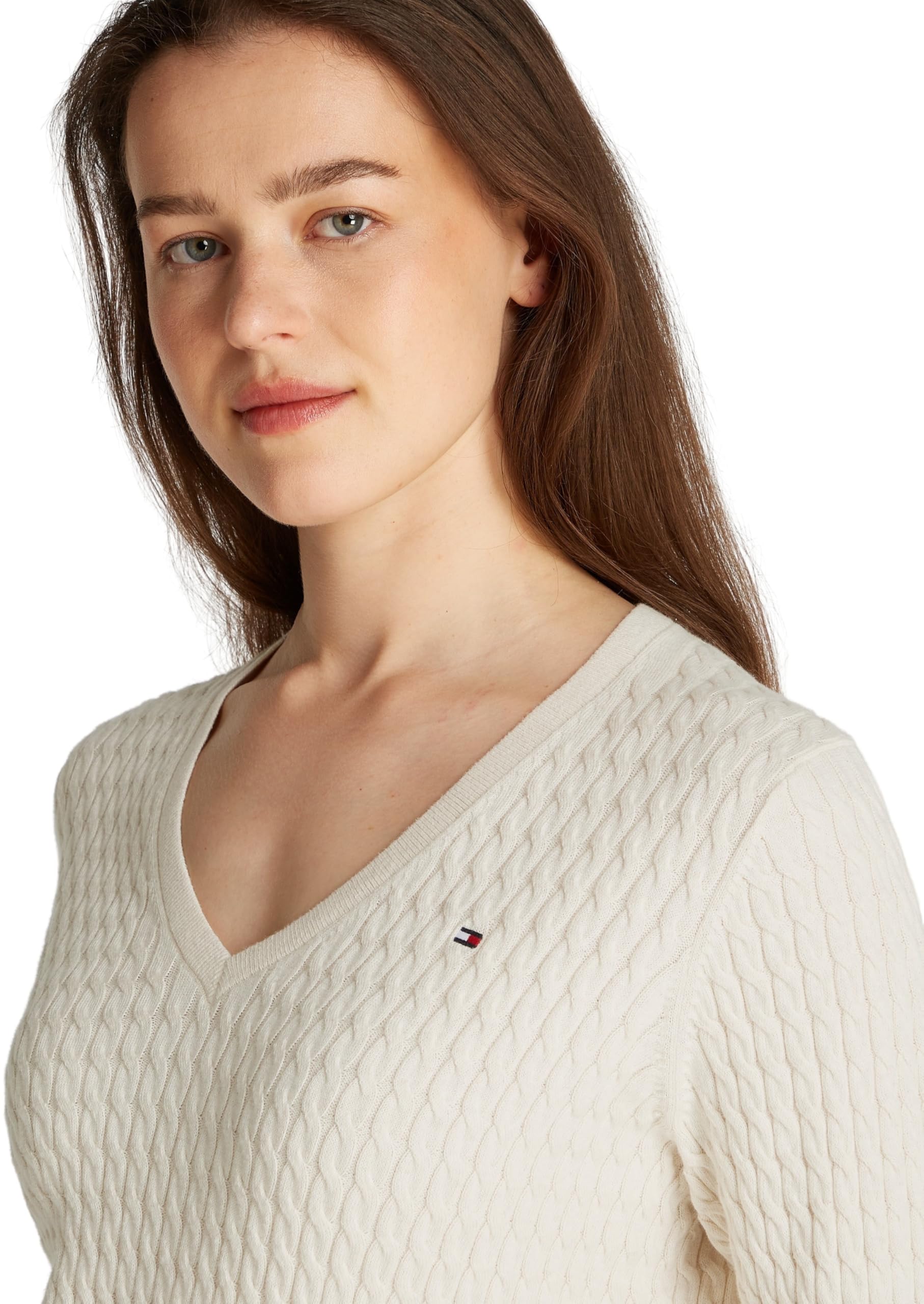 Tommy Hilfiger Co Cable Fine GG V-NK Ls SWT Ww0ww44987 Pull-Over Femme (Lot de 1)