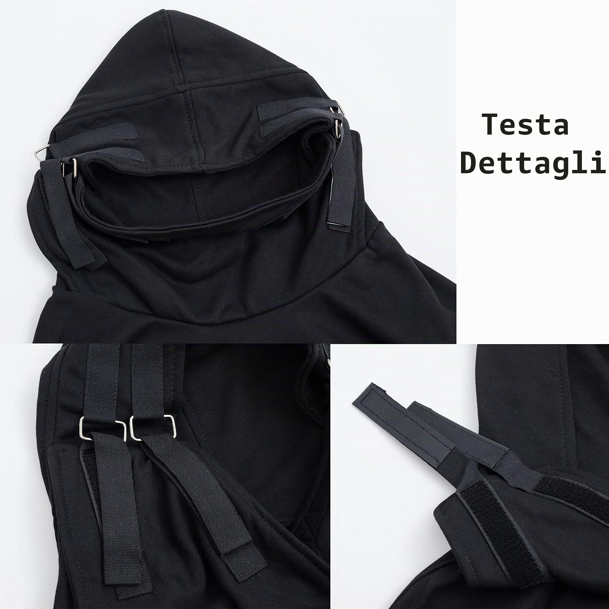 XYXIONGMAO Streetwear Techwear Felpa con Cappuccio Cyberpunk Tactical Uomo Nero Urban Hip Hop Giapponese Felpa