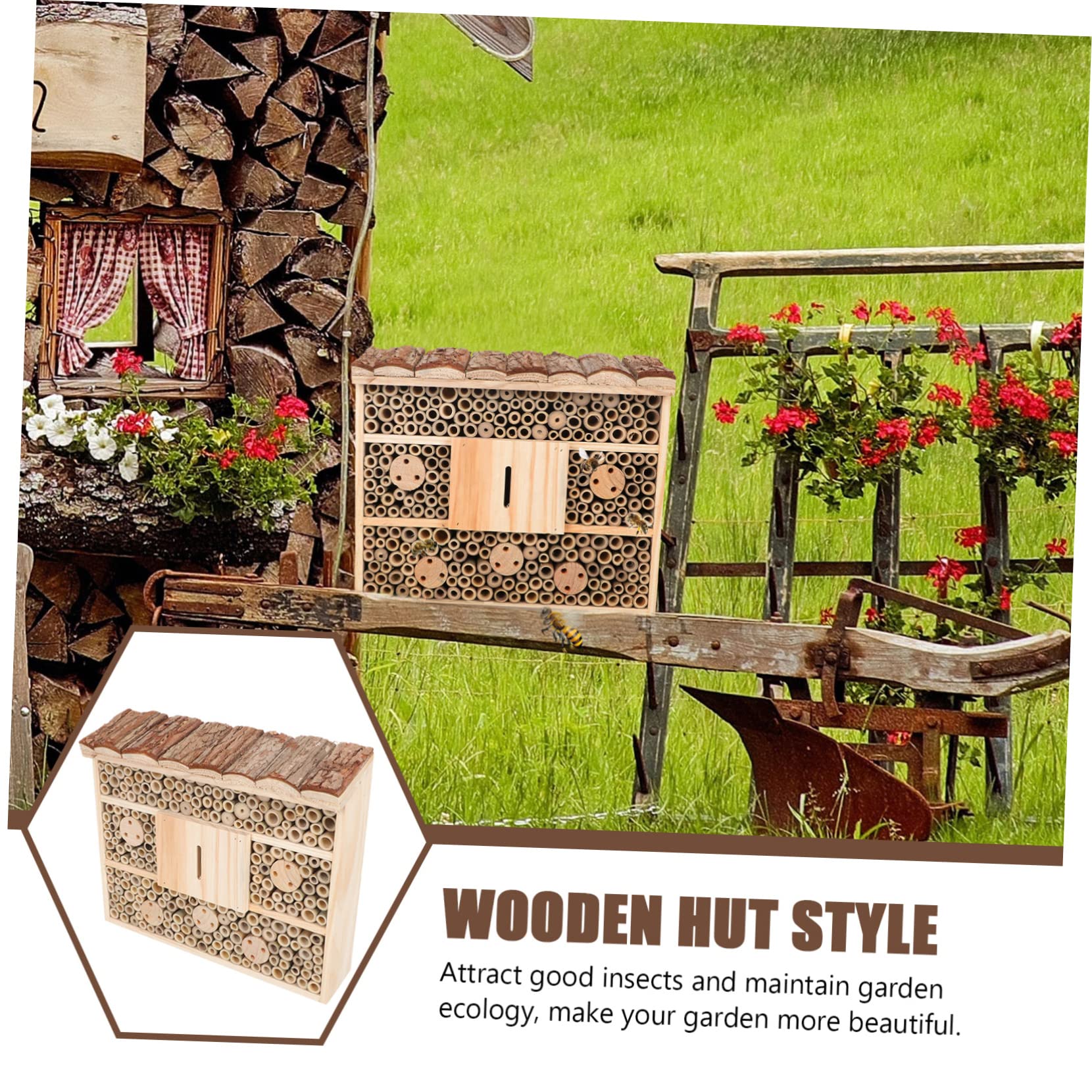 SOIMISS Casetta per Api in Legno Decorativa a Forma di Capanna, per Api e Ladybird, per Giardino, e Biodiversità