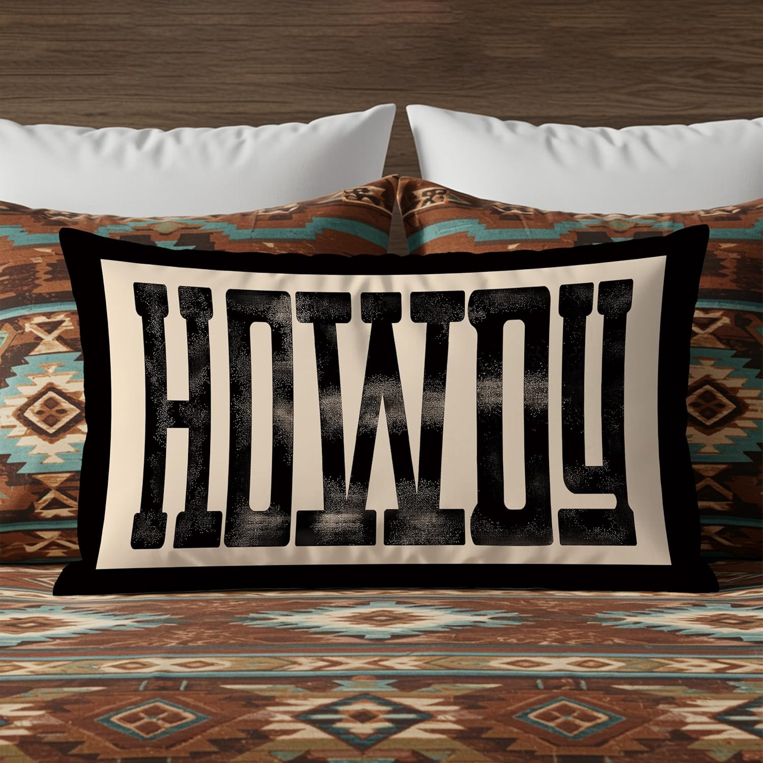 Retro Black and Beige Western Pillow Covers 12x20, Western Gifts for Women, Rustic Aesthetic Howdy Southwestern Decorative Lumbar Pillow Covers for Living Room Home Office - Image 3