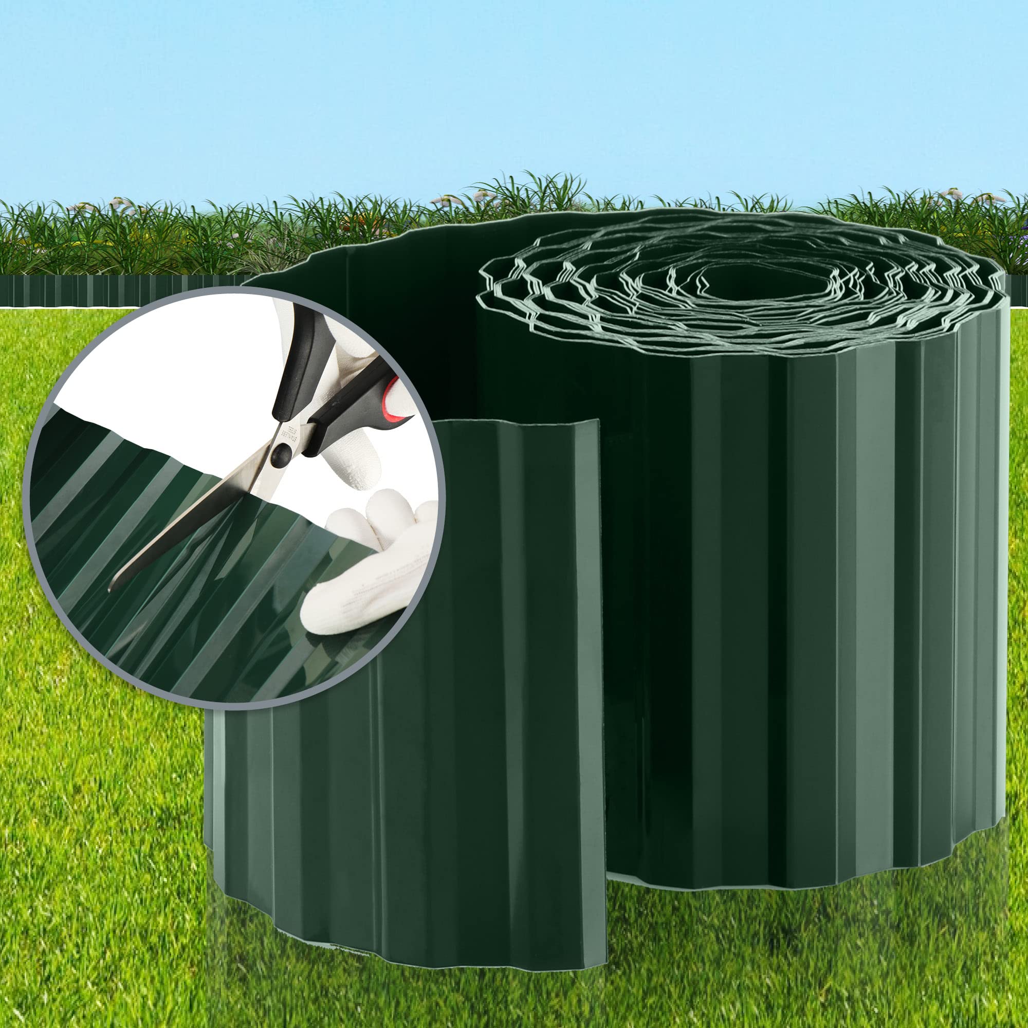 com-four® Plastikowe obrzeze trawnikowe - obrzeze rabatowe do trawników, rabat kwiatowych lub jako krawedz koszaca - dlugosc regulowana indywidualnie - 15 x 900 cm