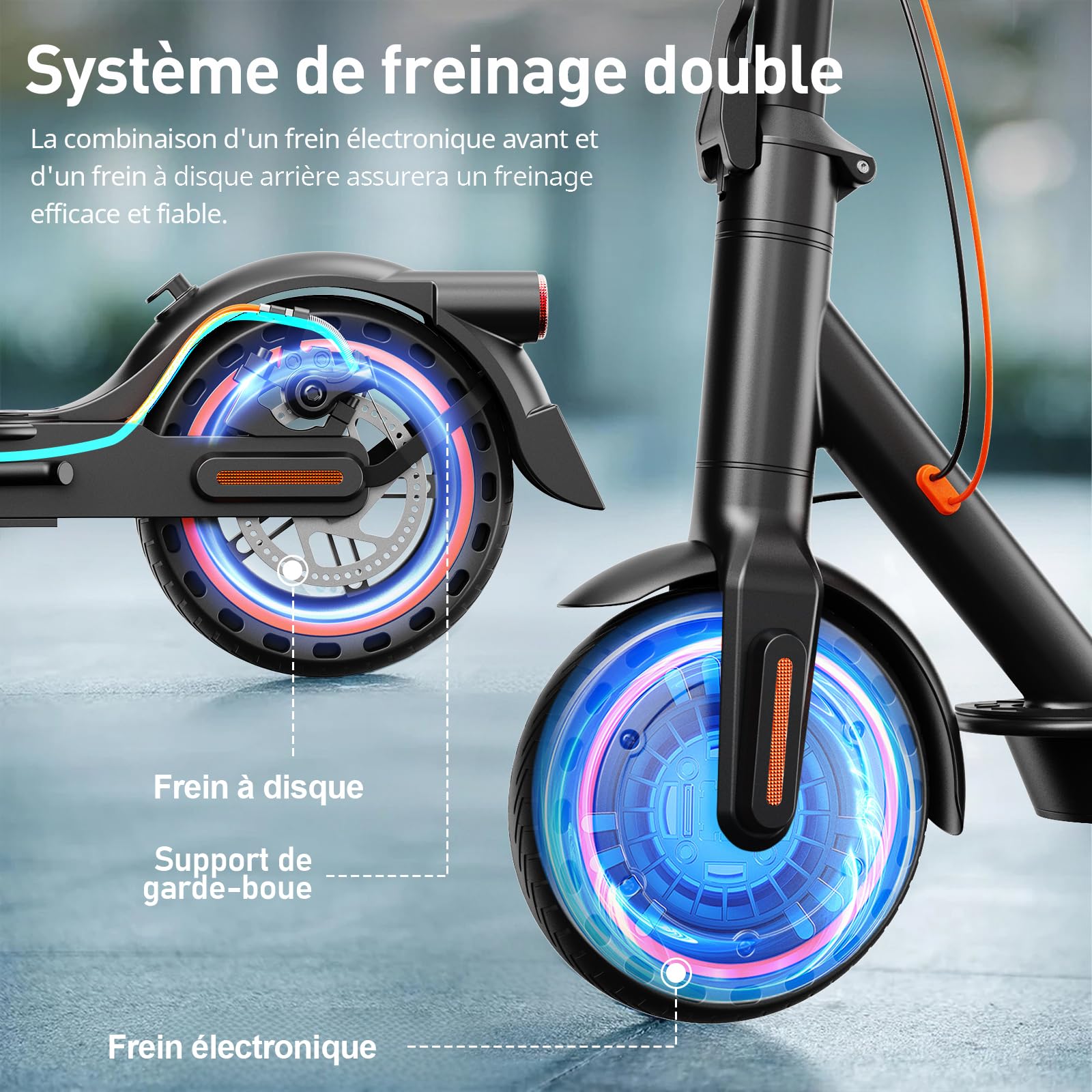 Trottinette Électrique Adulte antivol Ultra Legere, avec Clignotants et amortisseurs Autonomie 30km 350W 36V 7,8 Ah, Pneus Nid d’Abeille Increvables, Application Bluetooth Scooter Electrique Adulte
