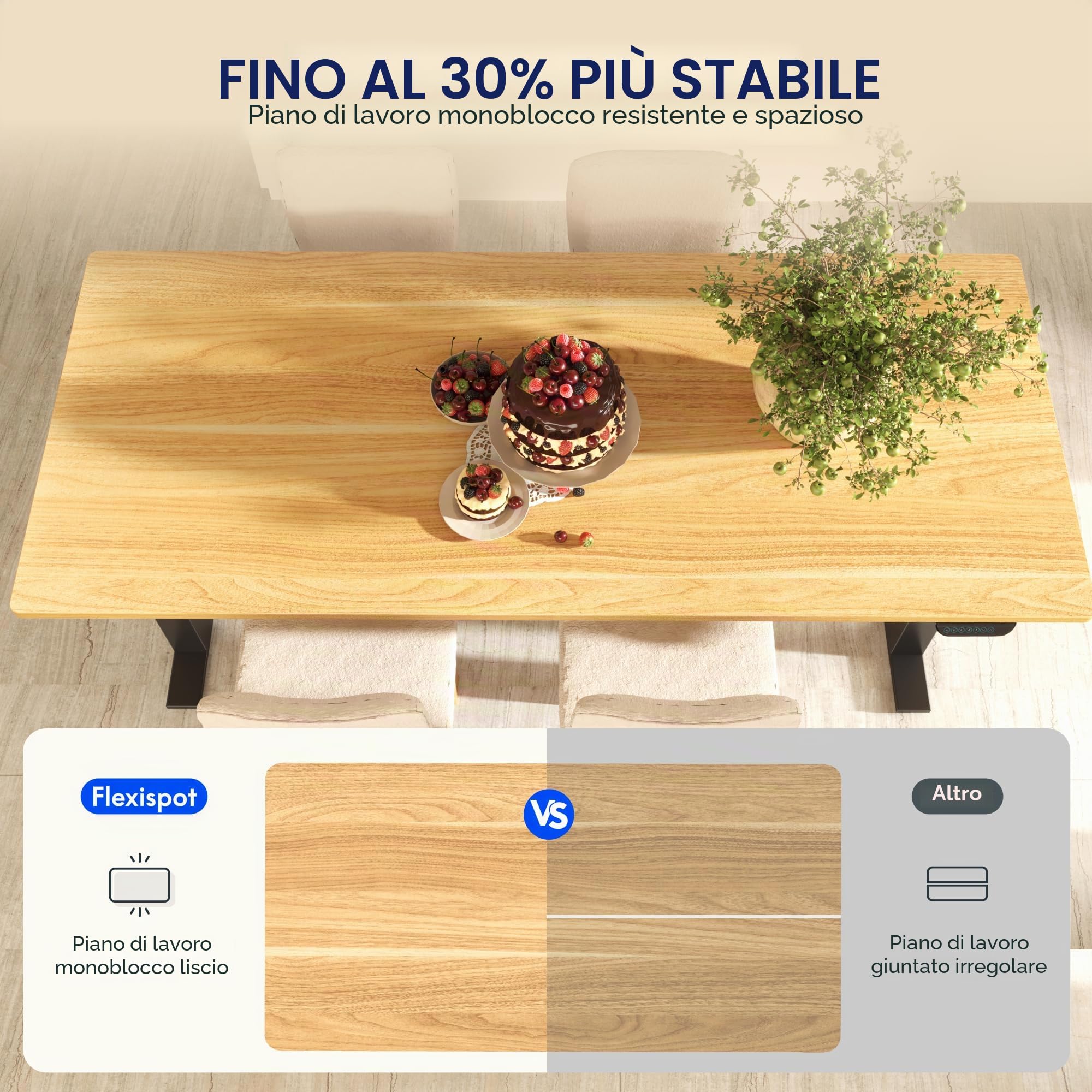 FLEXISPOT Piano da tavolo 200 x 80 cm, spessore 25 mm, piano da scrivania monoblocco, tavolo da ufficio fai da te, ideale per scrivanie regolabili in altezza (maple)