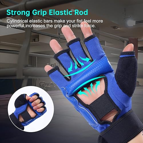 Miniatura 3 de Guantes de boxeo de kickboxing, guantes de MMA para hombres y mujeres, guantes de boxeo de medio dedo, guantes de boxeo para saco de boxeo, guantes