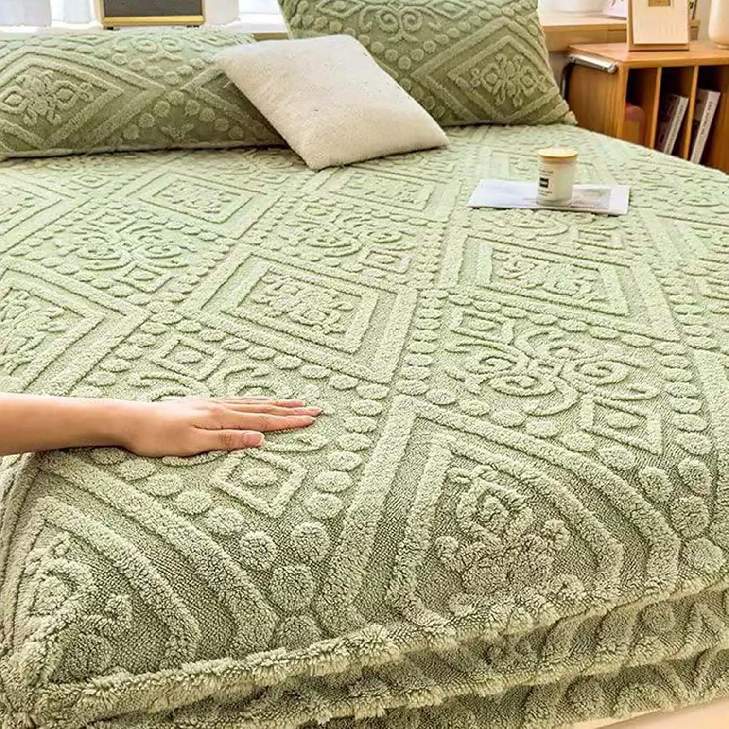 Elastic Bed Sheets, Elastic Bed Sheets Queen Size, Elastic Bedsheets, Elastic Bed Sheets King Size, Elastic Bed Sheets Quilted, Non-Slip Elastic Bed Sheets Full Size (Green, 200 * 220cm)