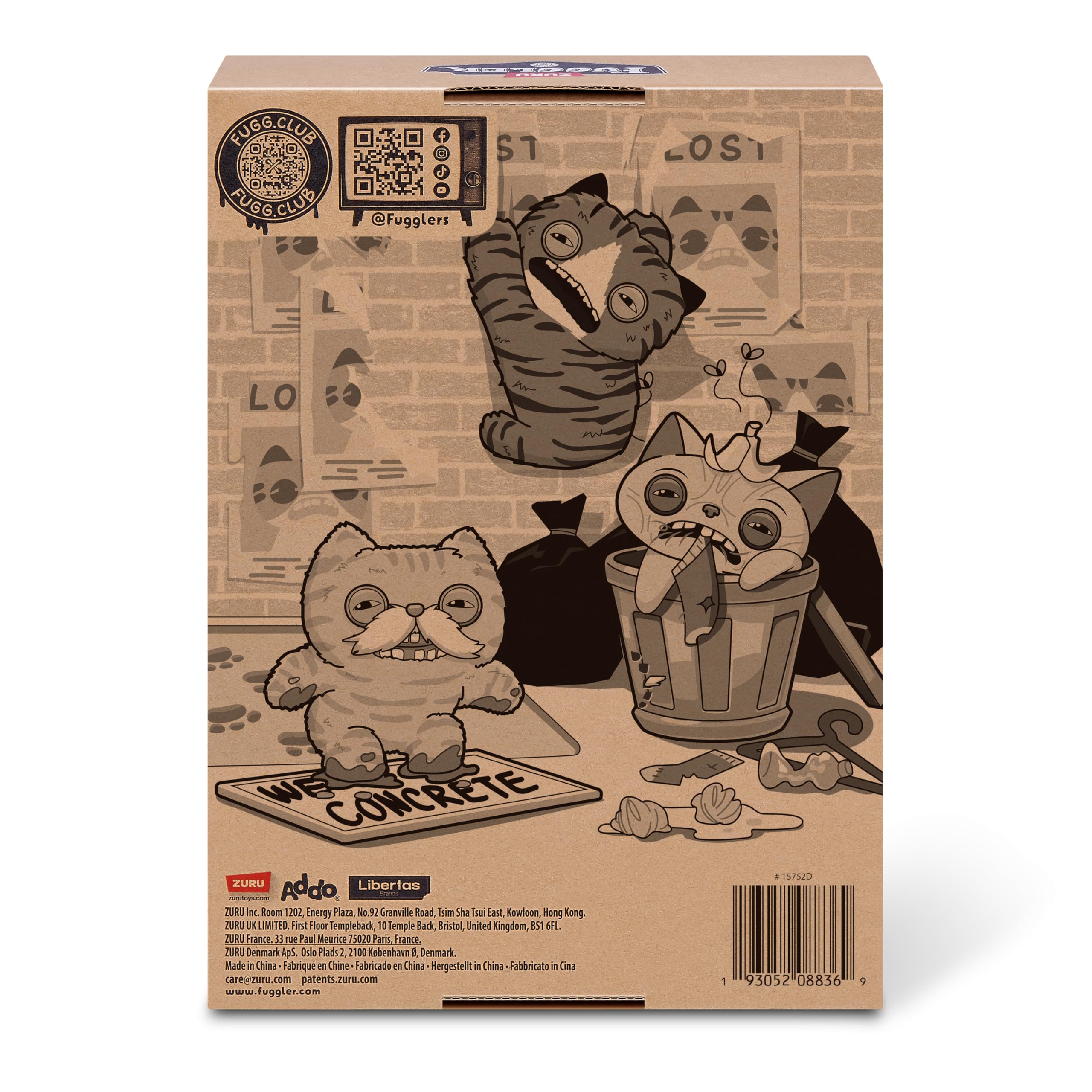 Fuggler Alley Cats Peluche 9" (Cheeze) Gris de ZURU – Monstruo Feo y Divertido con Dientes Humanos. Peluche Coleccionable para niños, Adolescentes, Adultos y Amantes de Gatos raros. — view 8