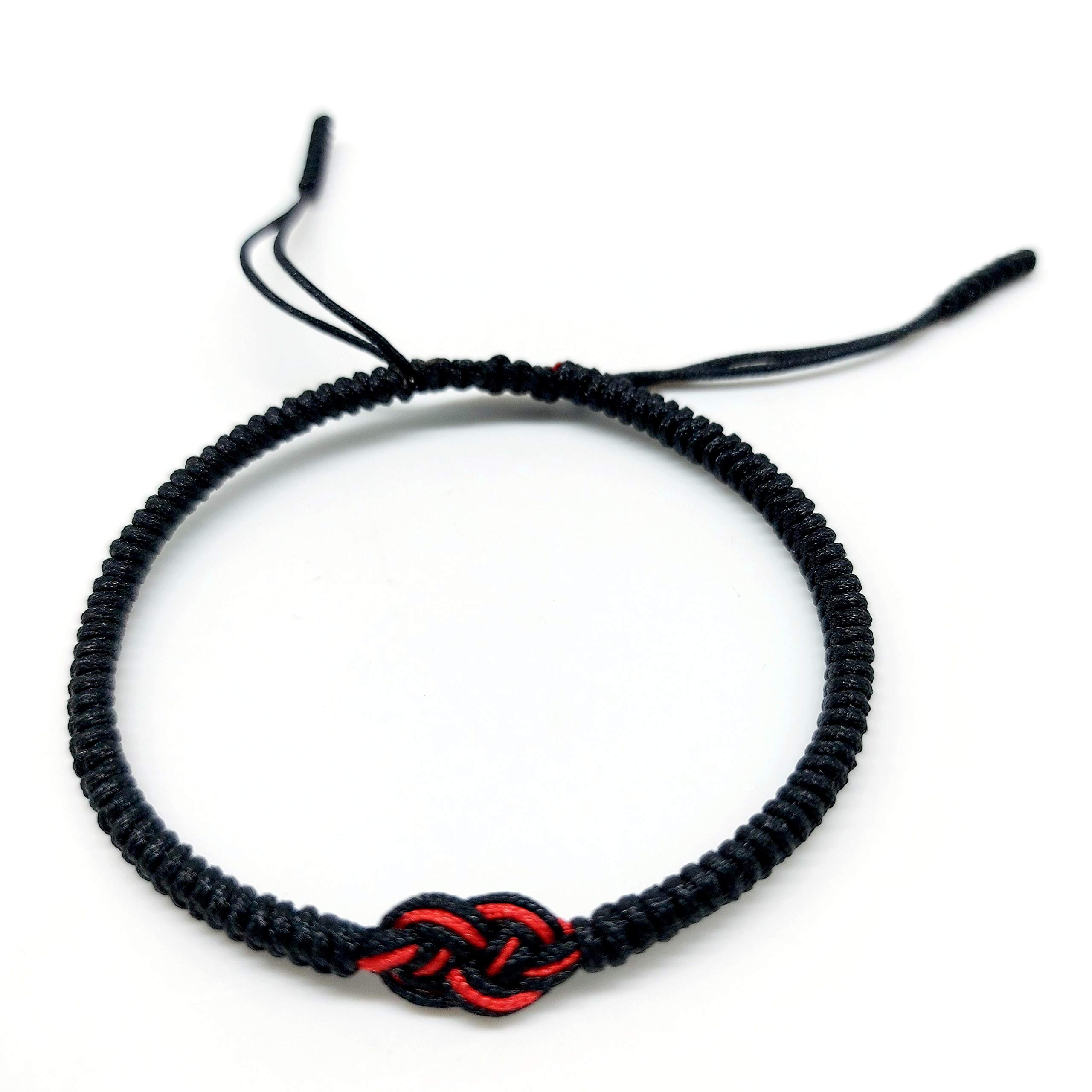 LAMIBEE Red Black Mix White Infinity Love Multicolor Lucky Bracelet for Men Women Tibetan Lucky Amulet Knot Bracelet Woven Thread String for Friend and Couple Peace and Protection