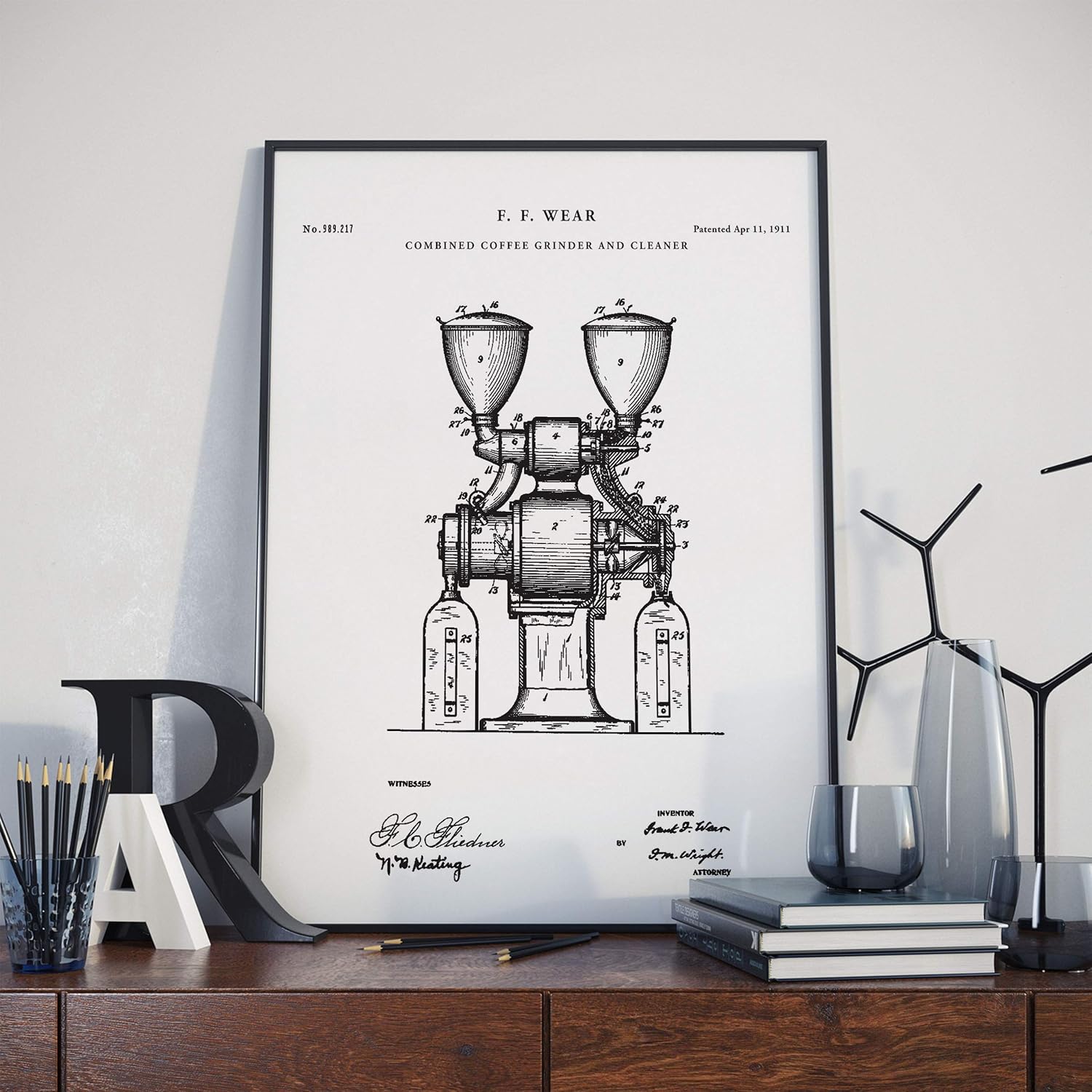 Coffee Grinder Patent Print, Poster Print, Coffee Poster, Kitchen Wall Art, Vintage Coffee Grinder Blueprint Art, Coffee Lover, QP608