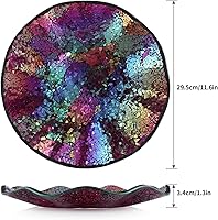 Vista 3 de MDLUU Bandeja de centro de mesa de mosaico, plato de vidrio decorativo de 11.6 pulgadas, cuenco de vidrio para decoración del hogar para mesa