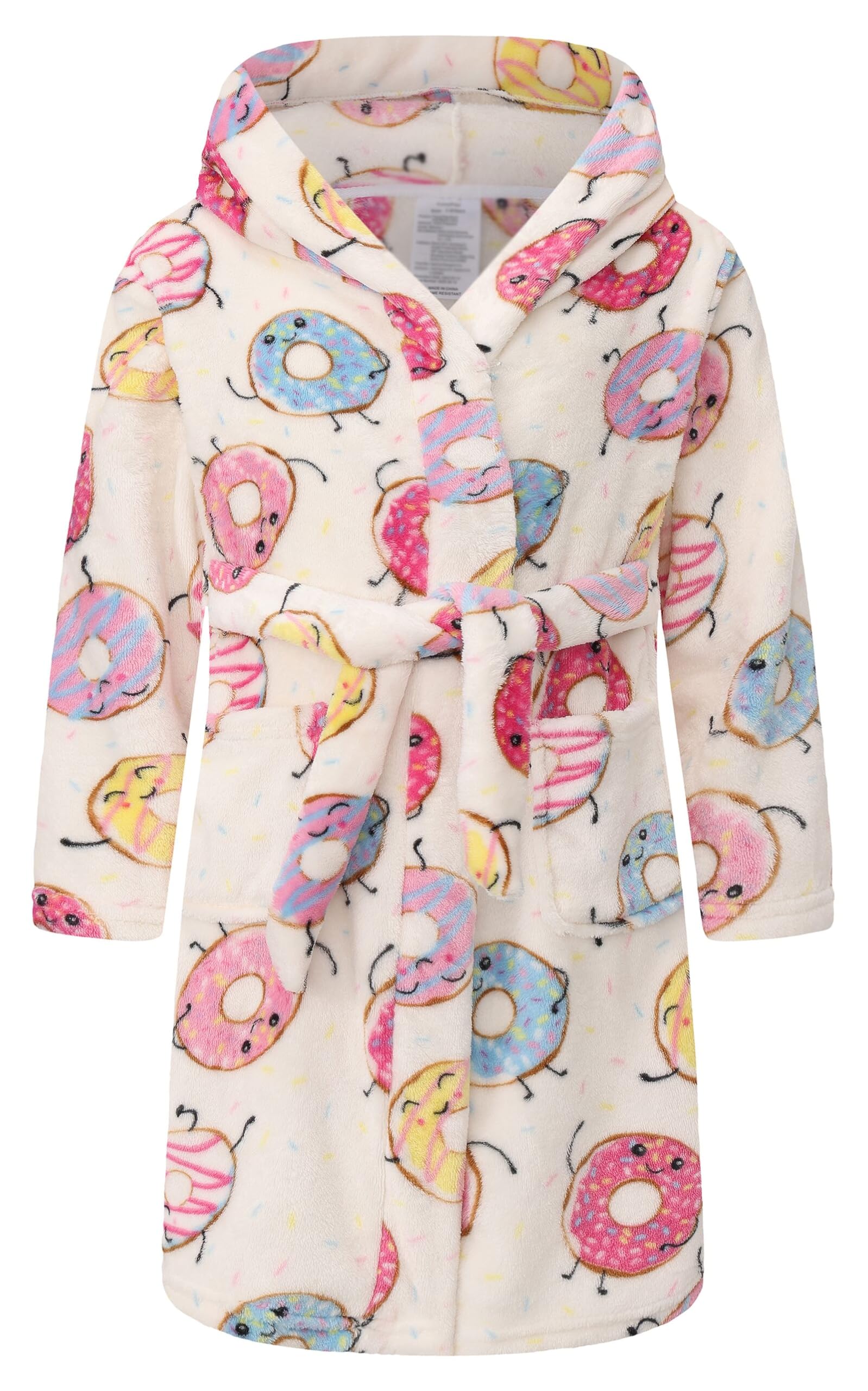 Kids Hooded Bathrobe Girls Soft Plush Hooded Flannel Pajamas Sleepwear Boys Spa Robe