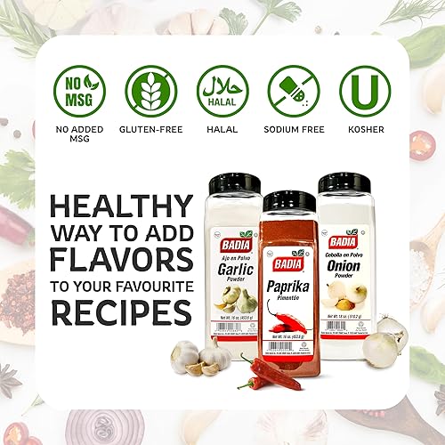 Miniatura 2 de Polvo de ajo (16 onzas), pimentón (16 onzas) y polvo de cebolla (18 onzas) con juego de 4 cucharas medidoras de acero inoxidable, sin gluten,