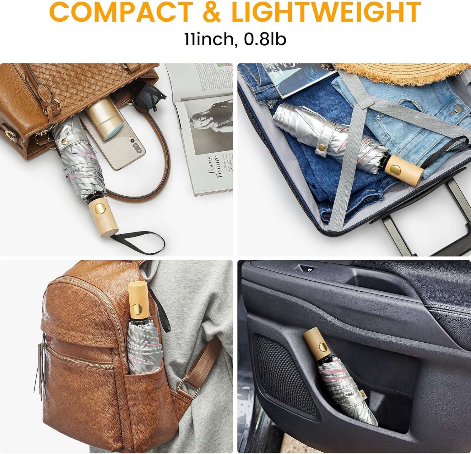 G4Free UPF 50+ UV Protection Travel Sun Umbrella Compact 43 Inch Small UV Blocking SPF Umbrella Auto Open Close