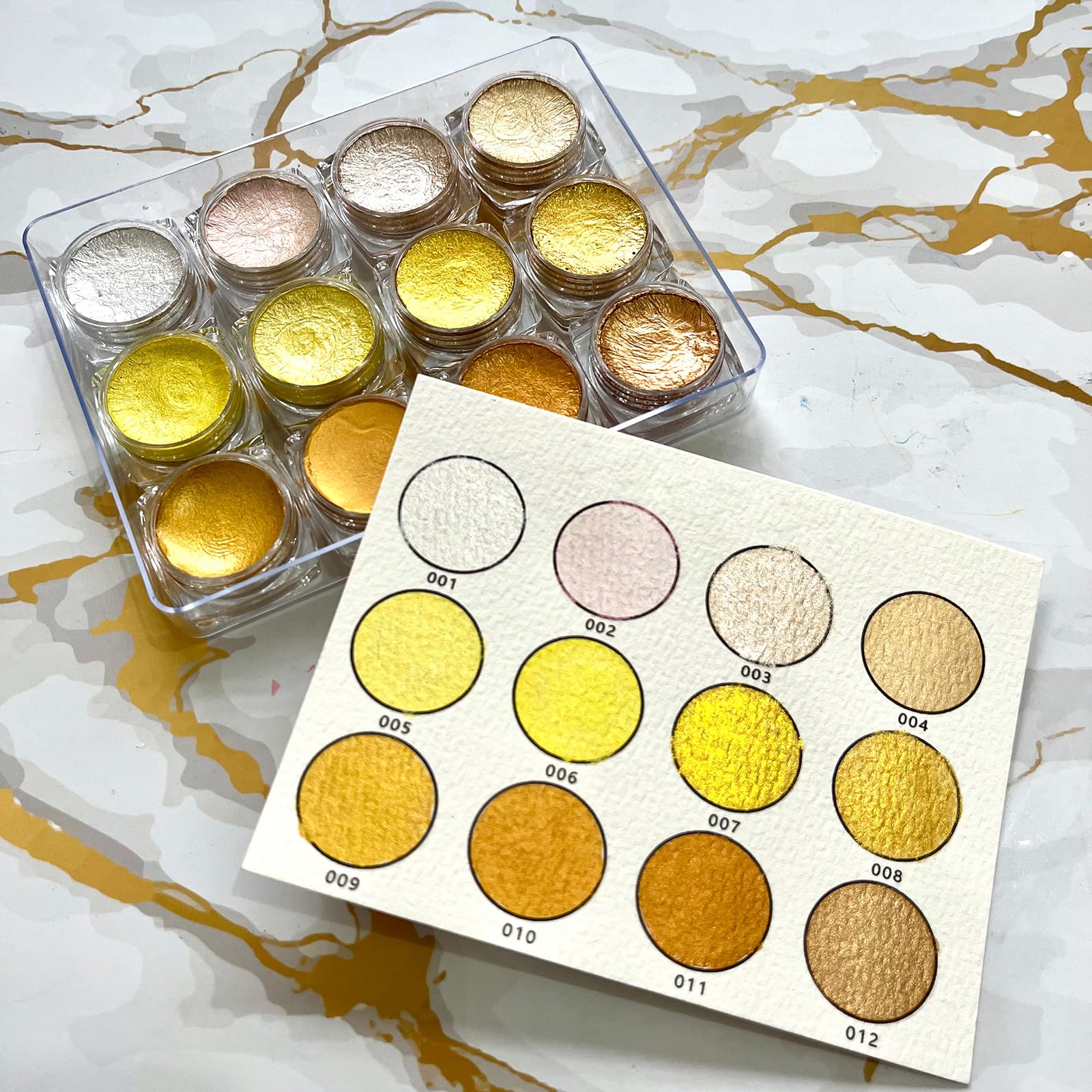 Peinture aquarelle professionnelle 12 couleurs à paillettes pour peinture sur papier, bois, pierre, aquarelle, nail art