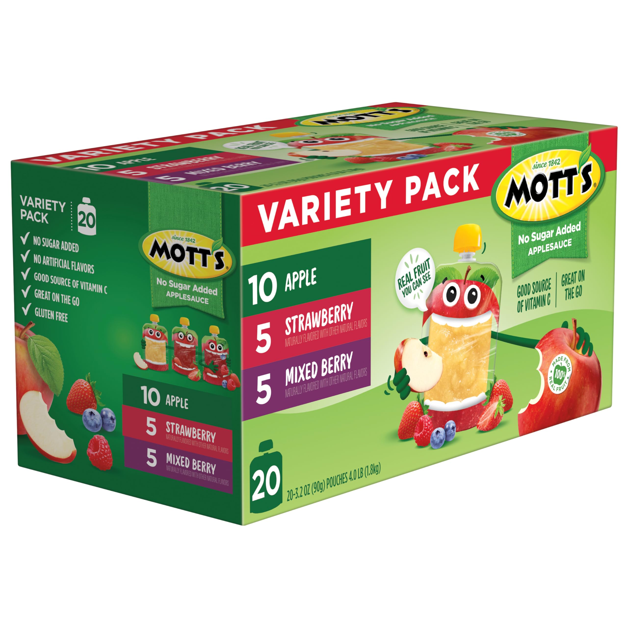 Motts No Sugar Added Applesauce Variety Pack 3 Flavors Apple Strawberry Mixed Berry Made from Real Fruit No — view 13