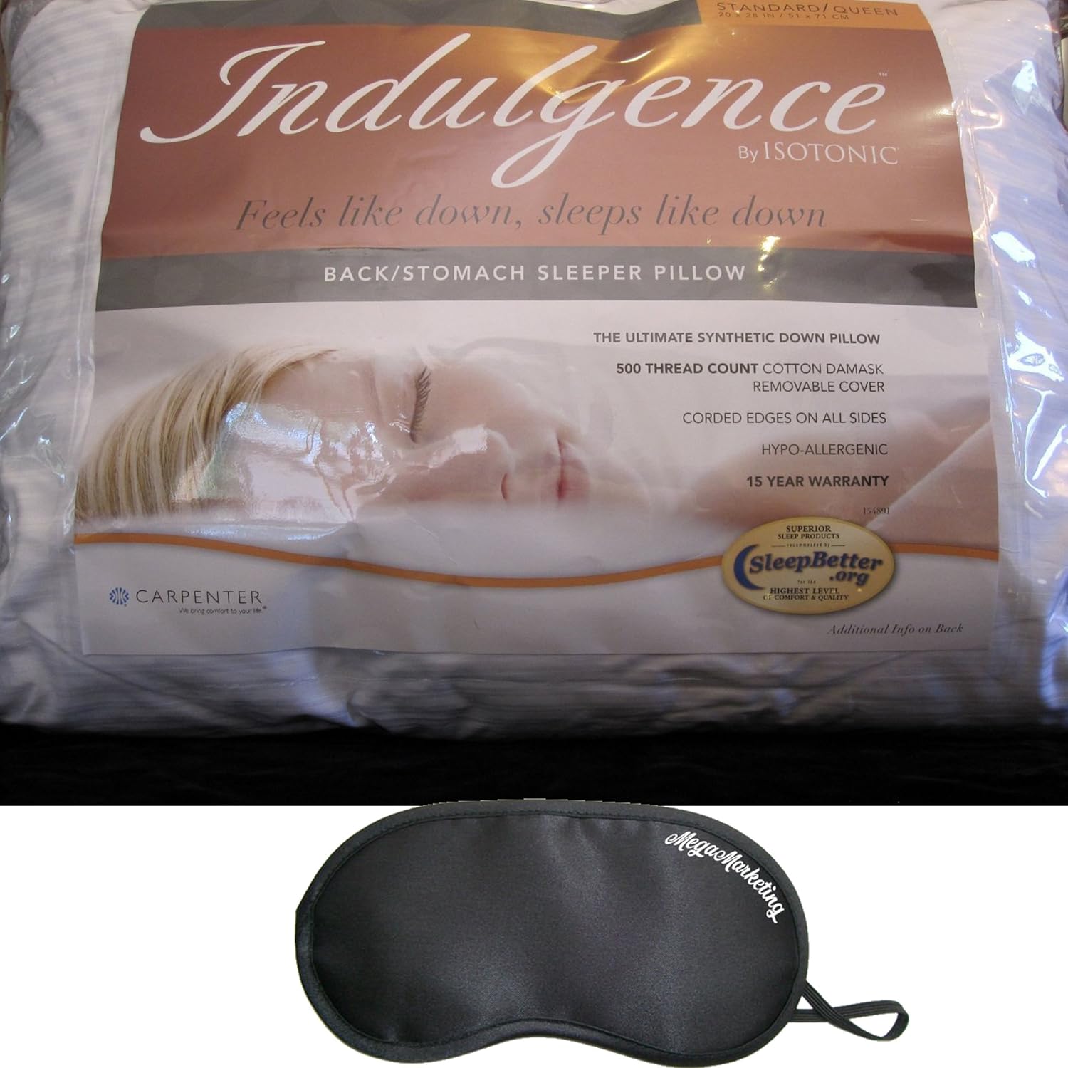 Indulgence Back/Stomach Standard/Queen Sleeper Pillow by Isotonic 28
