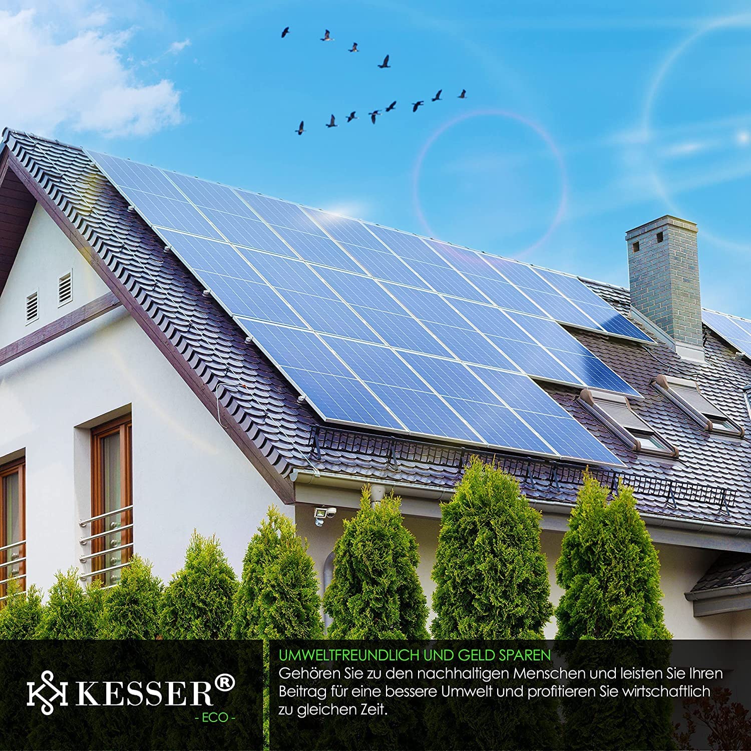 KESSER® Solarpanel 4er Set Monokristallin Solarmodul Solarpanel - 165W 18 V für 12 V Batterien, Photovoltaik - Solarzelle Solaranlage PV-Anlage Solar für Wohnwagen, Camping, Balkon, Gartenhäuser