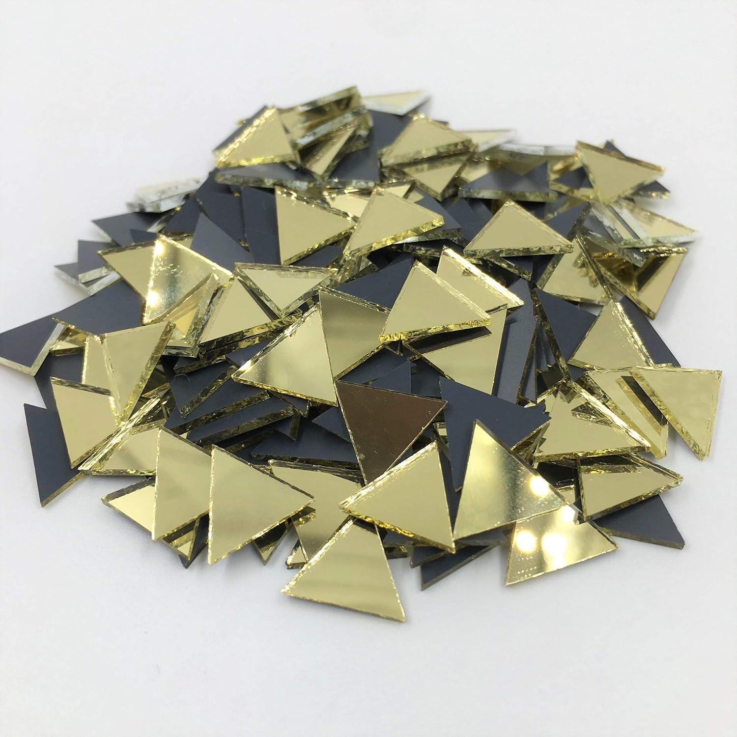 NUO RUI 12mm Triangular Shape Mirror Mosaic Tiles Gold Craft Mirror 120 Pieces