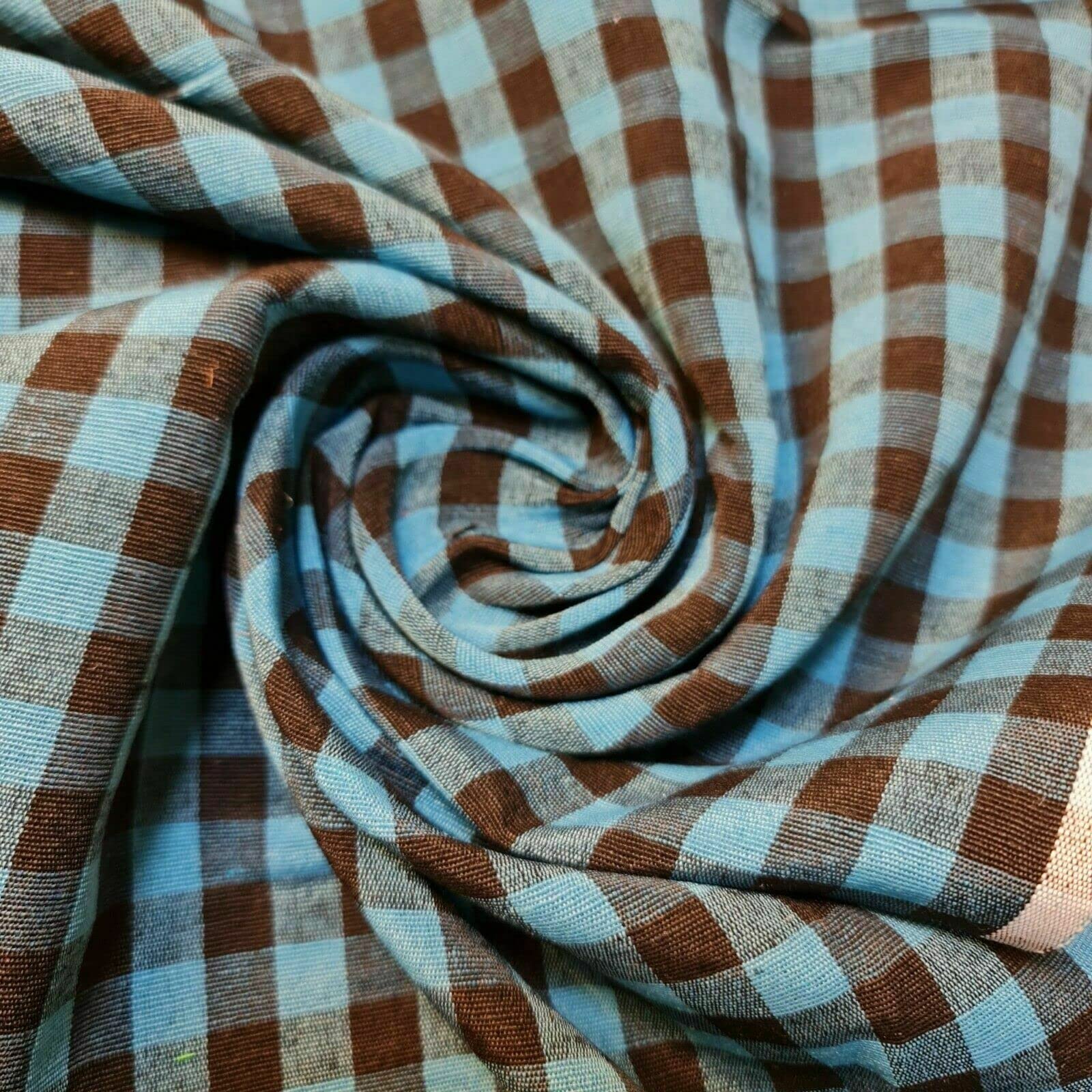 Lniana tkanina w kratkę w kratkę w kratę Khadi miękka tkanina lniana w kratkę Vichy 107 cm (5 m, turkusowy (1/8 cala)