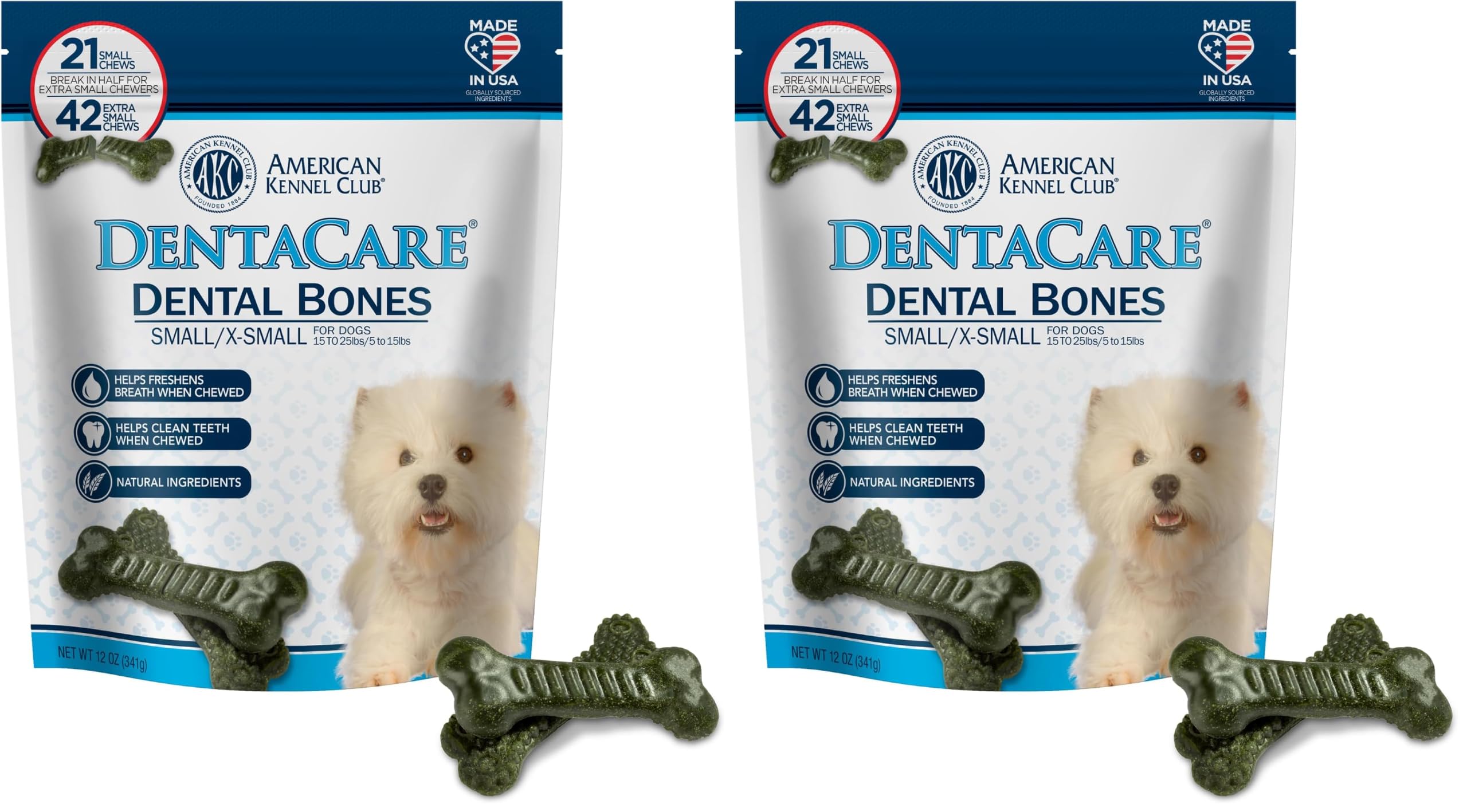 American Kennel Club Small Dentacare Bones, Mint Flavored, 21 Count (Pack of 2)