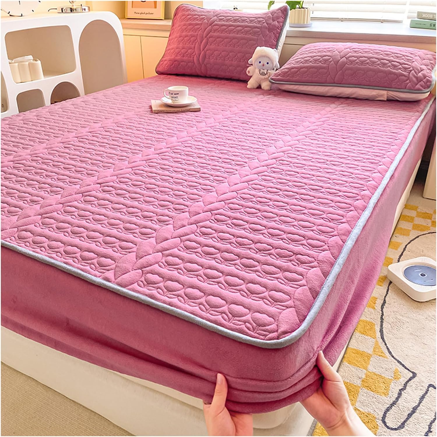Drap-housse en flanelle de velours brique rouge pour des nuits douces