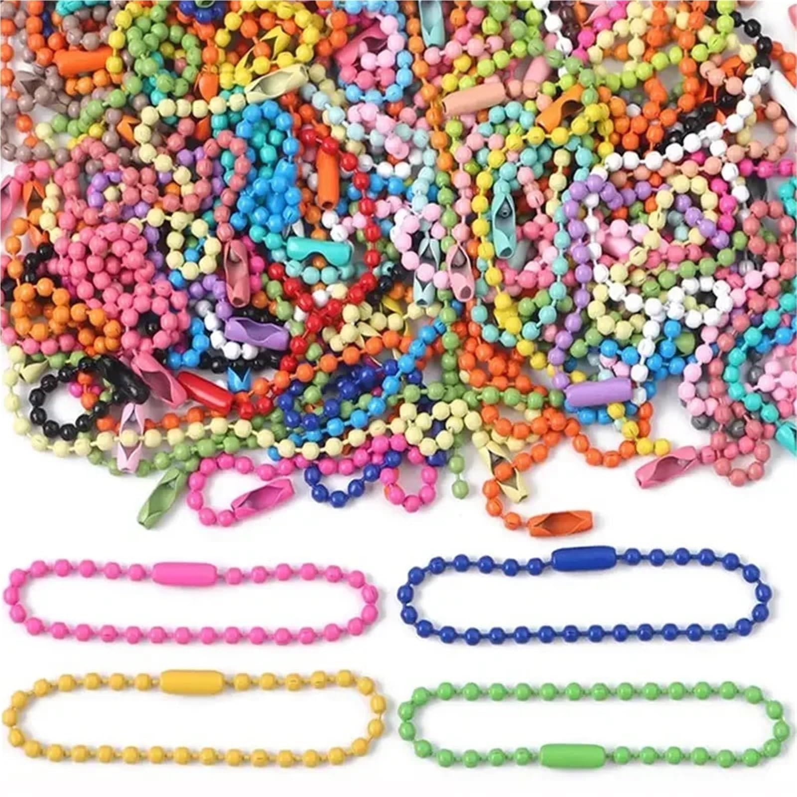 Łańcuszek kulkowy, 500 sztuk breloczek/lalki/etykieta ręczna etykieta złącze dla DIY bransoletka tworzenia biżuterii akcesoria do łańcuszka przywieszek(Colorful)
