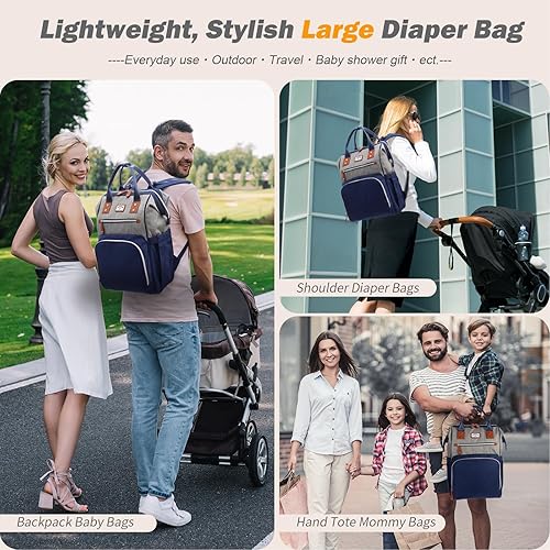 Miniatura 2 de Mochila para pañales bolsa de bebé para niño y niña, bolsa grande para mamá, bolsillos aislados, agujeros para cargador para hombres y mujeres,
