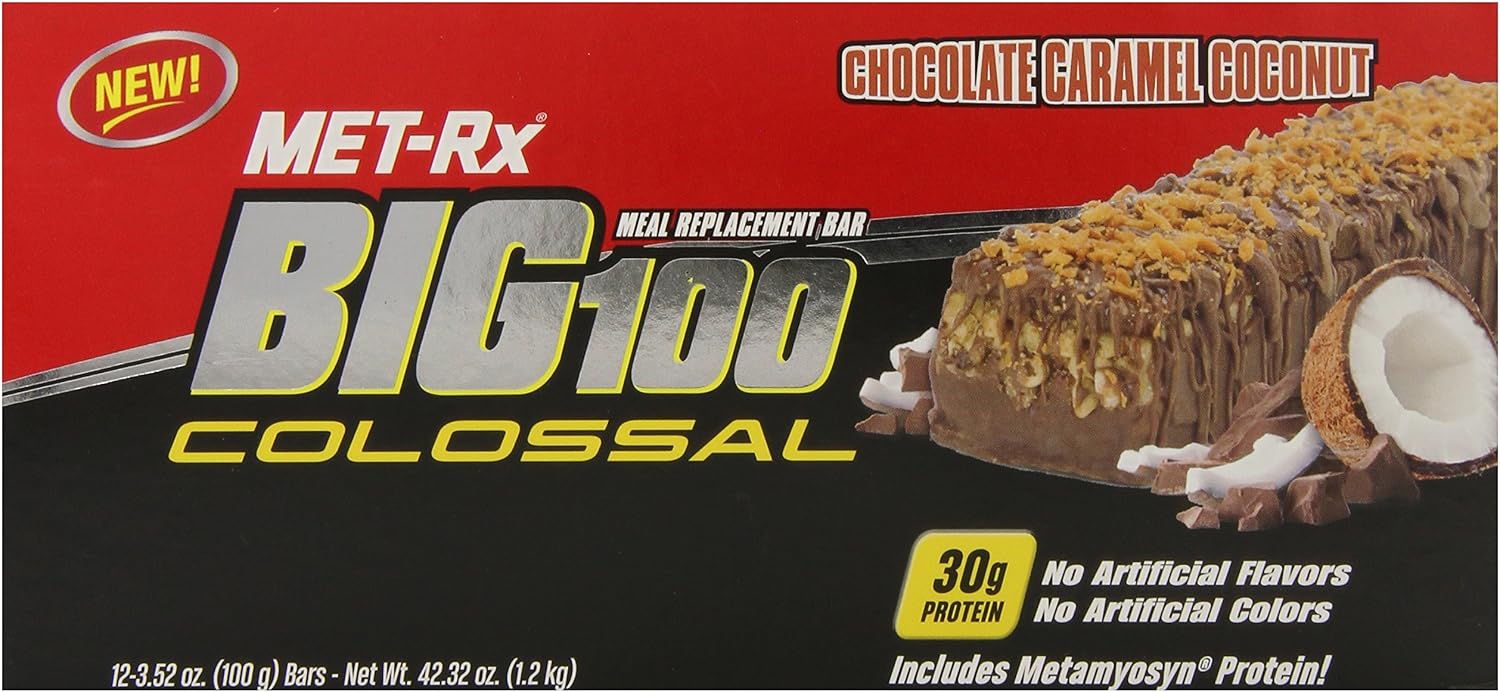 Met Rx Big 100 Colosal Chocolate Caramelo y Coco barra de proteina, 100g
