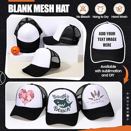 Miniatura 5 de 10 gorras de camionero en blanco para sublimación, gorra de béisbol de malla de poliéster para hombres y mujeres